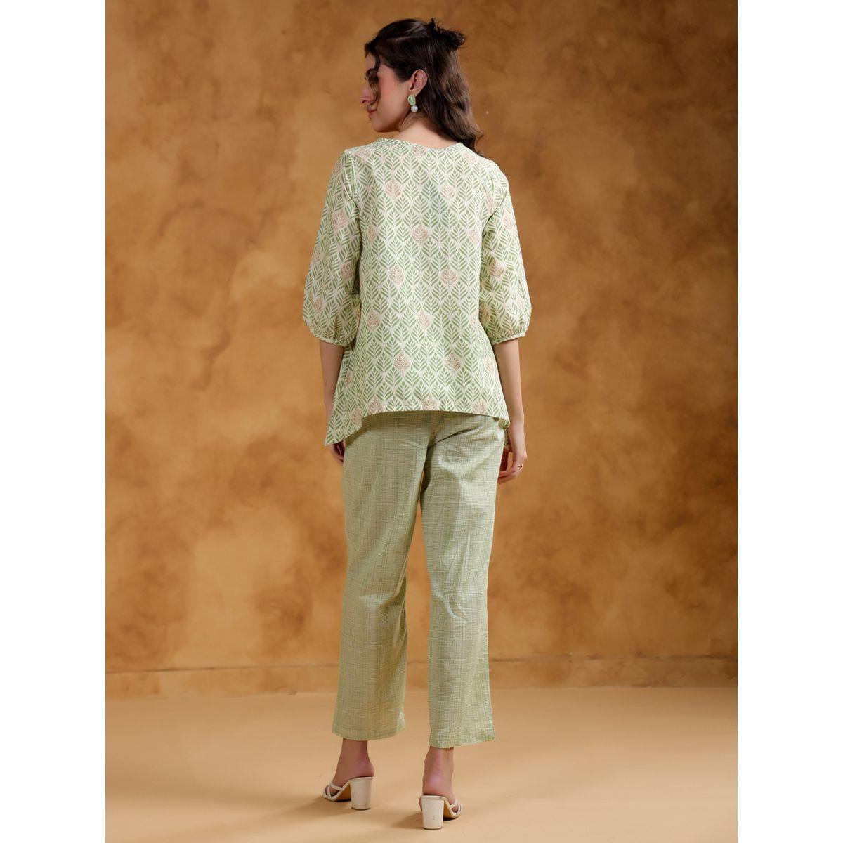 Sanskrutihomes Printed V-Neck Top and Pants Co-Ords-women-clothing-coordsets-image-2