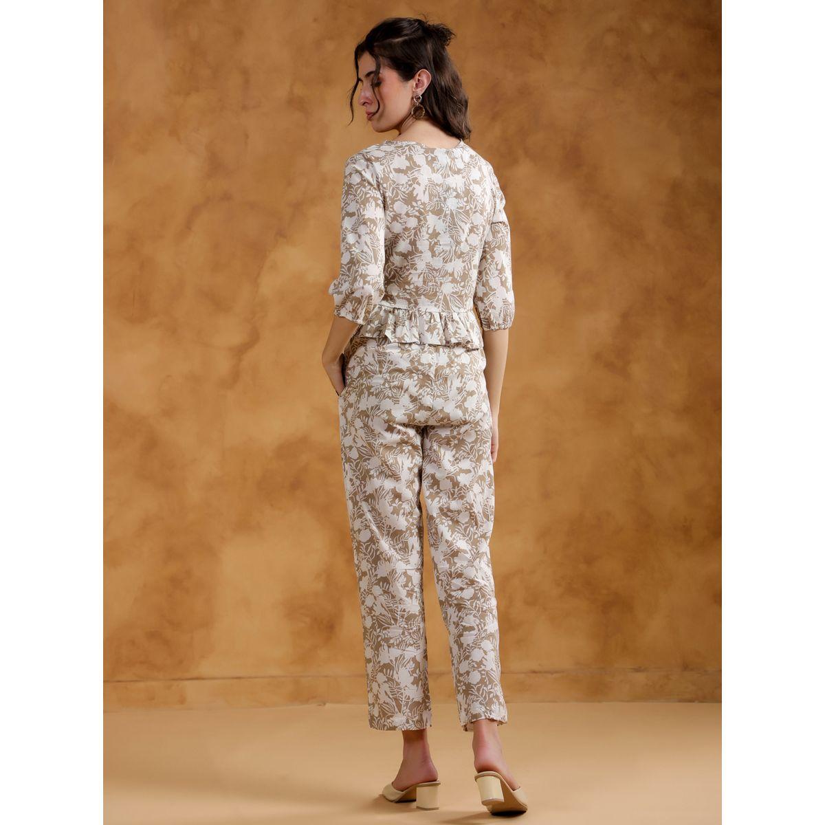 Sanskrutihomes Printed Ruffled Hem Top and Pants Co-Ords-women-clothing-coordsets-image-2