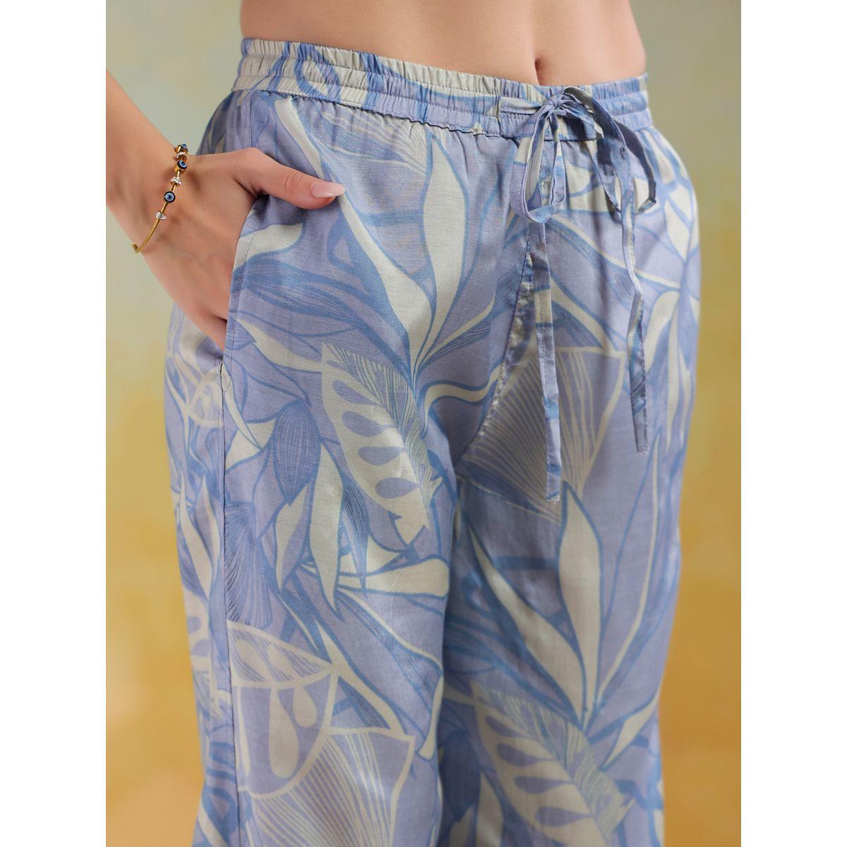 Sanskrutihomes All-Over Print V Neck Tunic and Trousers Co-Ords-women-clothing-coordsets-image-7