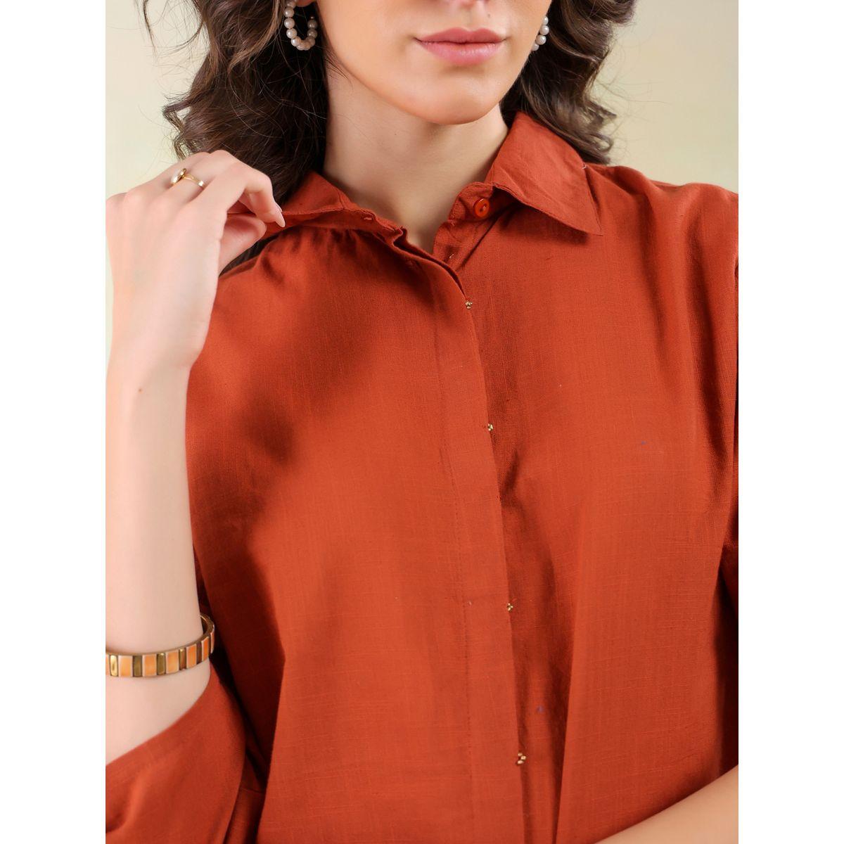 طقم منسق من بنطال وبلوزة بياقة سبريد-women-clothing-coordsets-image-5