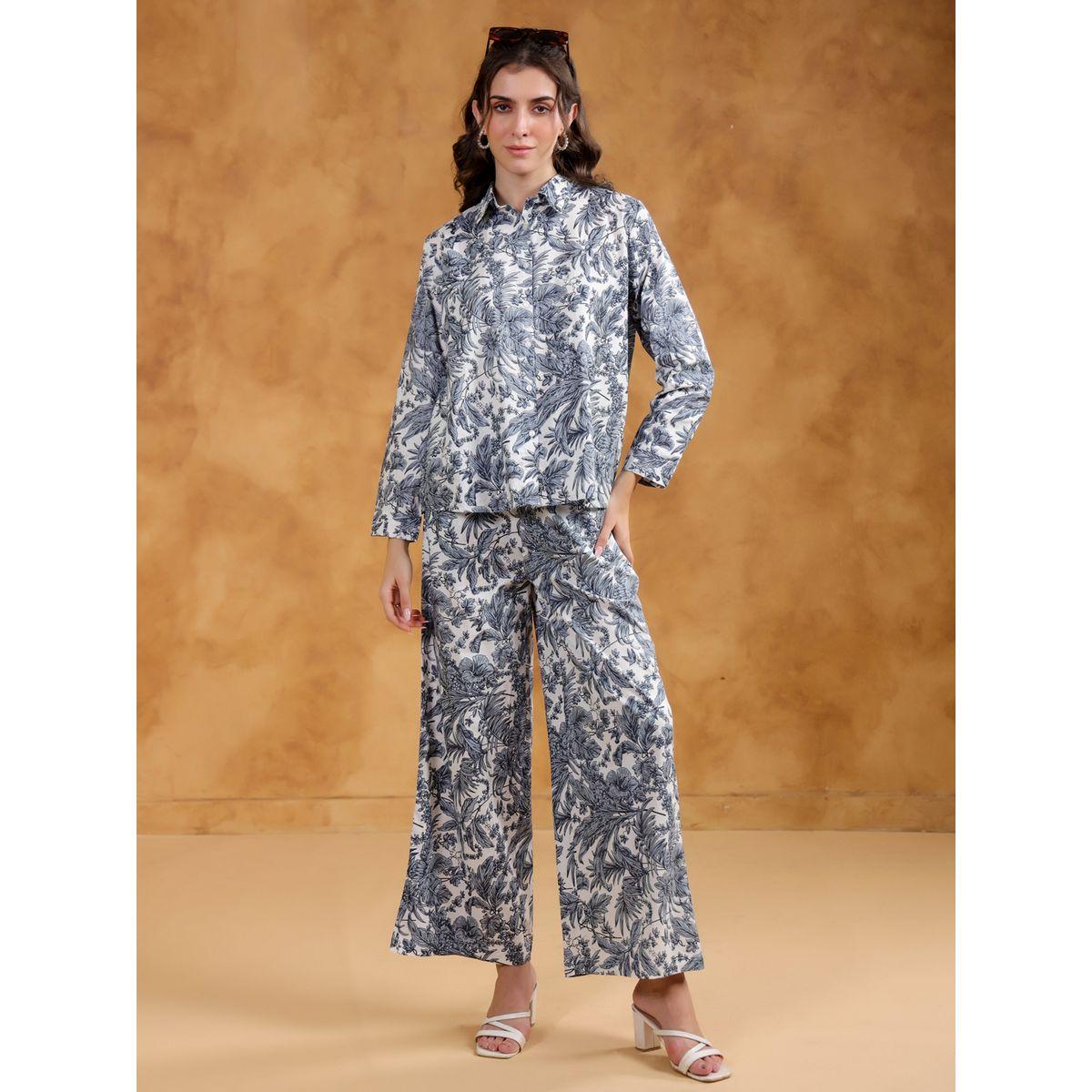 Sanskrutihomes Printed Spread Collar Shirt with Pants Co-Ords-women-clothing-coordsets-image-1