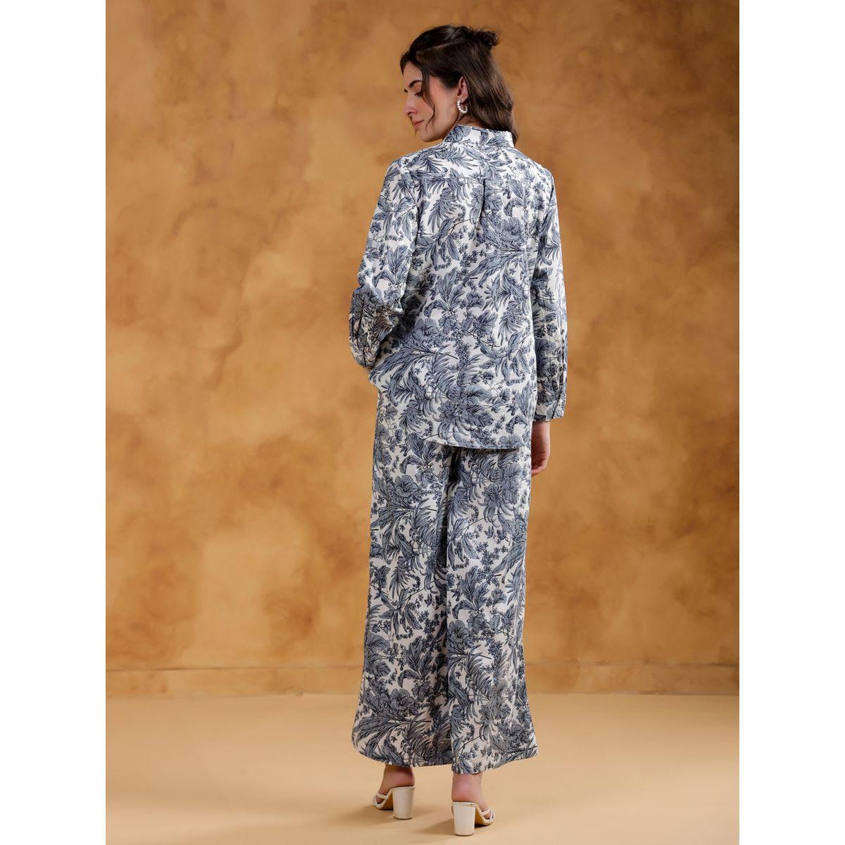Sanskrutihomes Printed Spread Collar Shirt with Pants Co-Ords-women-clothing-coordsets-image-2