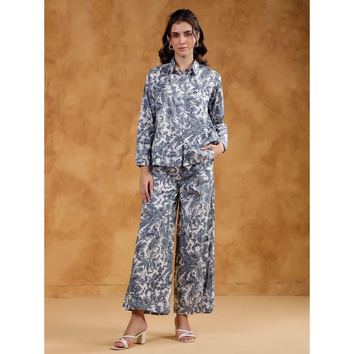 Sanskrutihomes Printed Spread Collar Shirt with Pants Co-Ords-women-clothing-coordsets-image-3