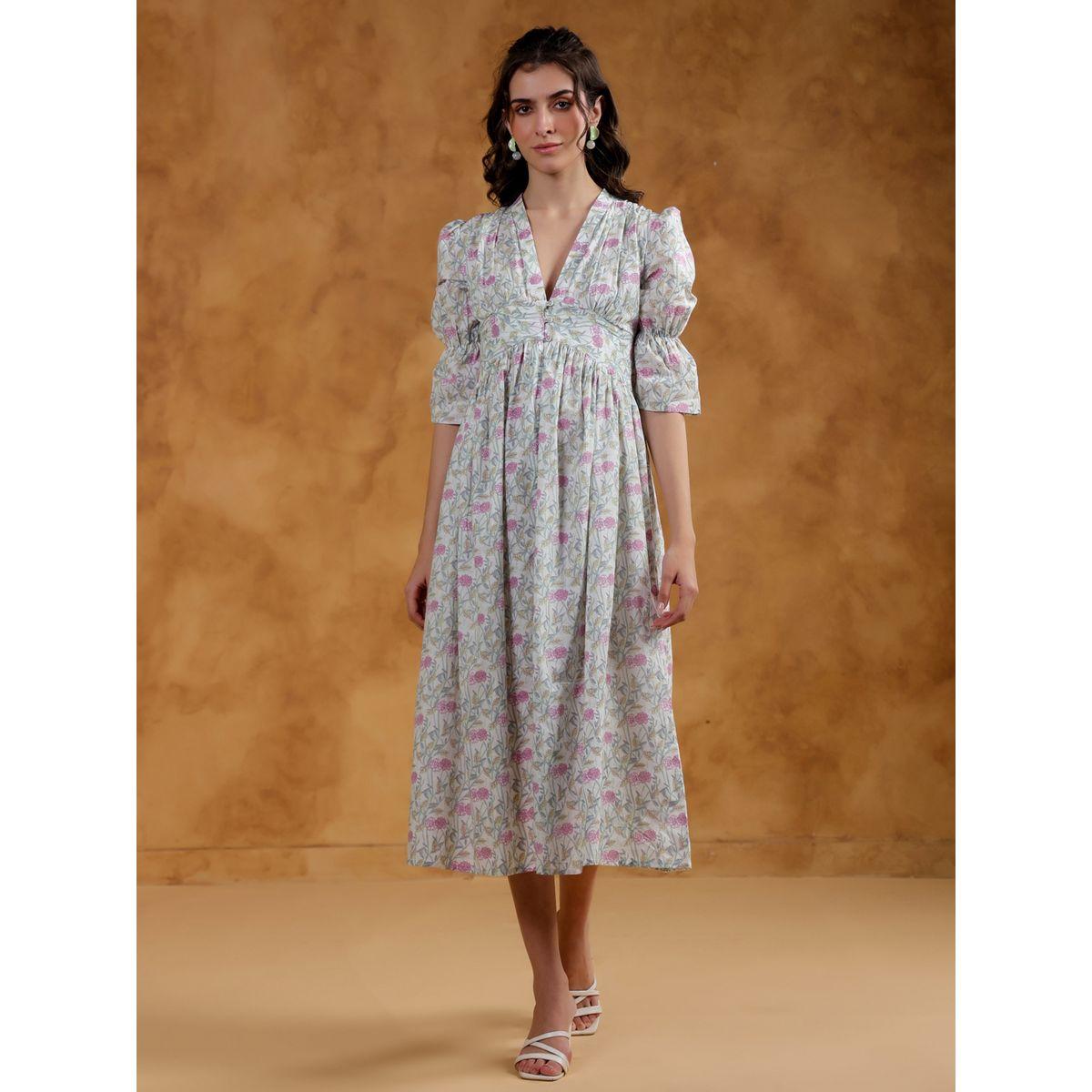 فستان ميدي مطبع بالكامل بزهور مع حافة واسعة-women-clothing-dresses-image-1