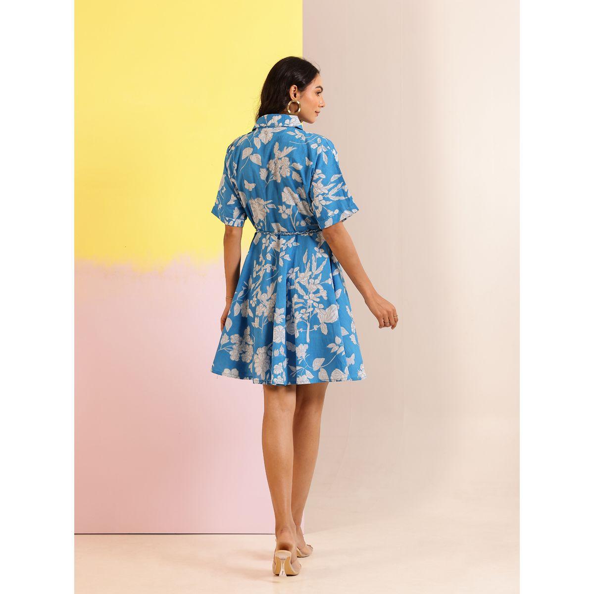 فستان قصير مطبع بزهور مع ياقة-women-clothing-dresses-image-2