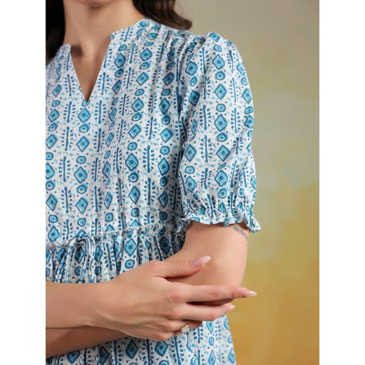 فستان ميدي مطبع بالكامل مع أكمام منفوخة-women-clothing-dresses-image-6