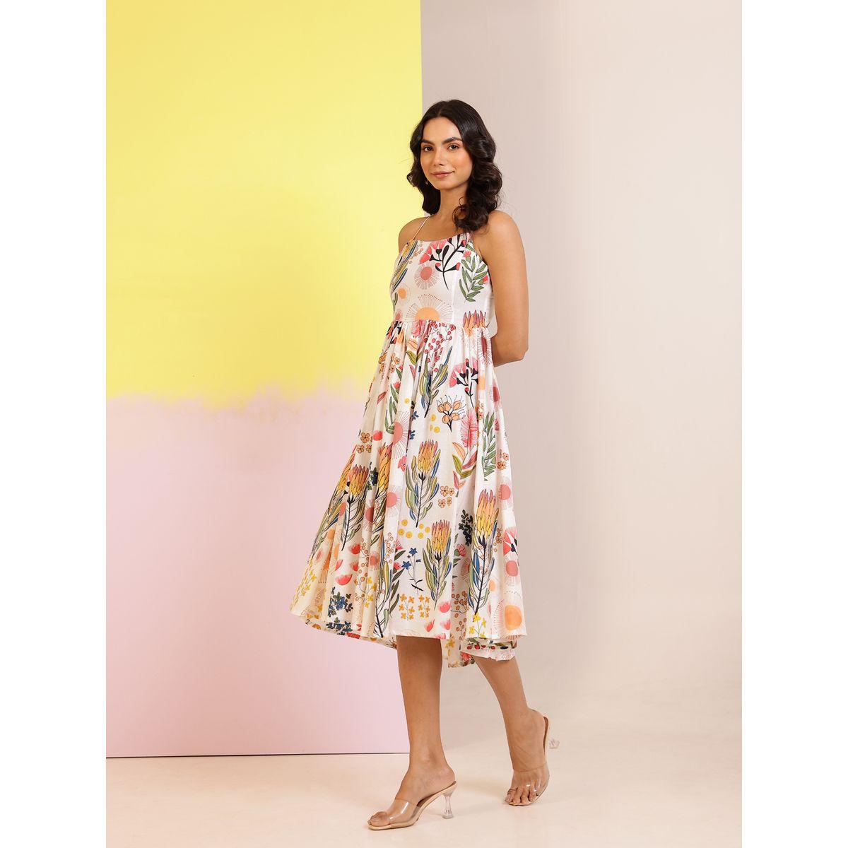 فستان بطول الركبة مطبع بالكامل مع ياقة مربعة-women-clothing-dresses-image-3