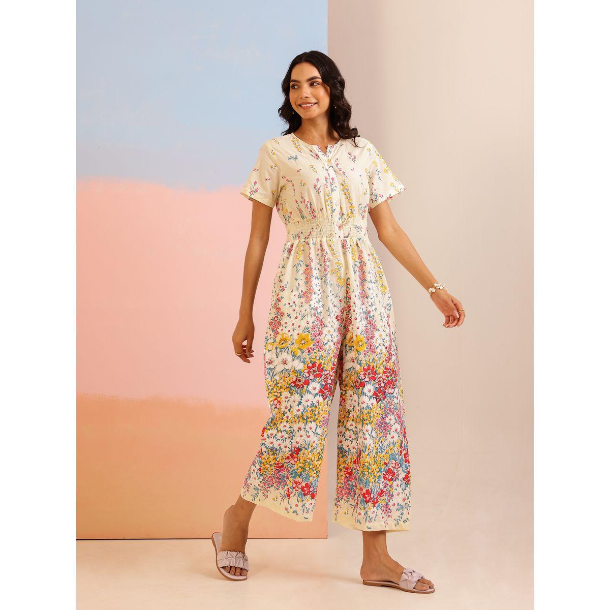 جمبسوت بأرجل واسعة وطبعة زهور مع ياقة دائرية-women-clothing-jumpsuits-image-3