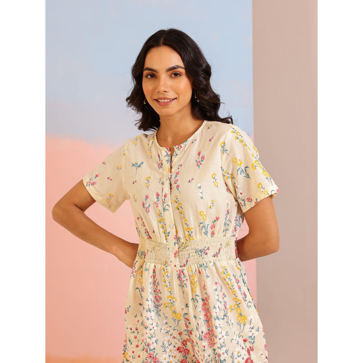جمبسوت بأرجل واسعة وطبعة زهور مع ياقة دائرية-women-clothing-jumpsuits-image-4