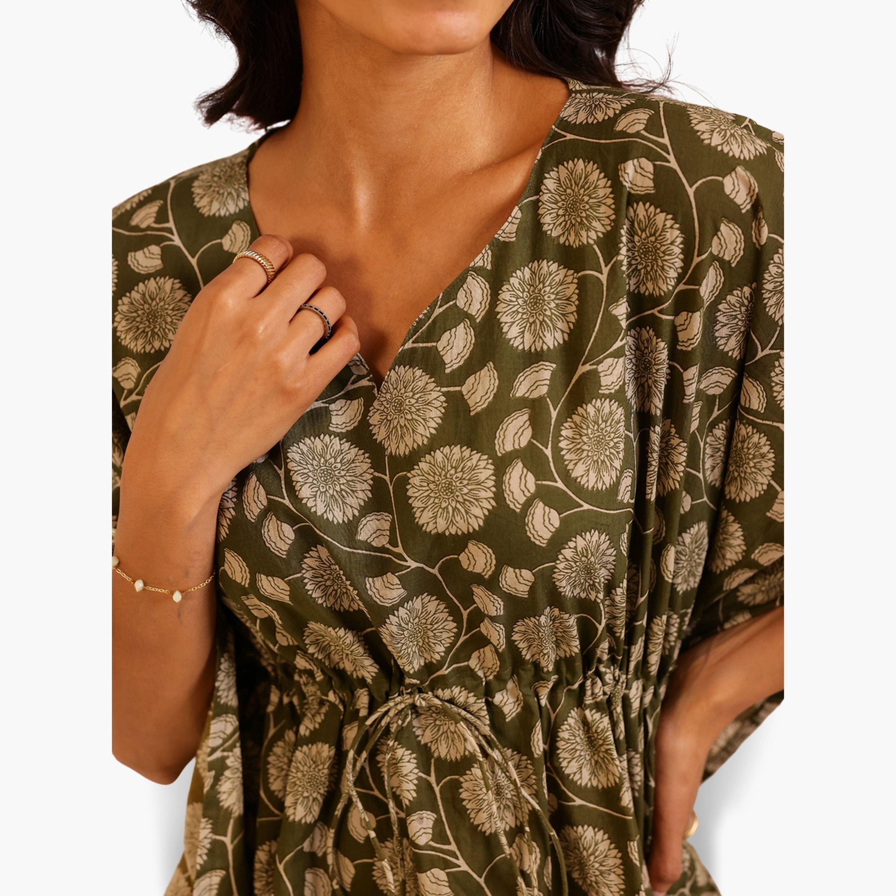 Sanskrutihomes Women Pure Cotton Floral Printed Kimono Top and Pyjama Set-women-clothing-nightwear-pyjamas-longsets-image-5
