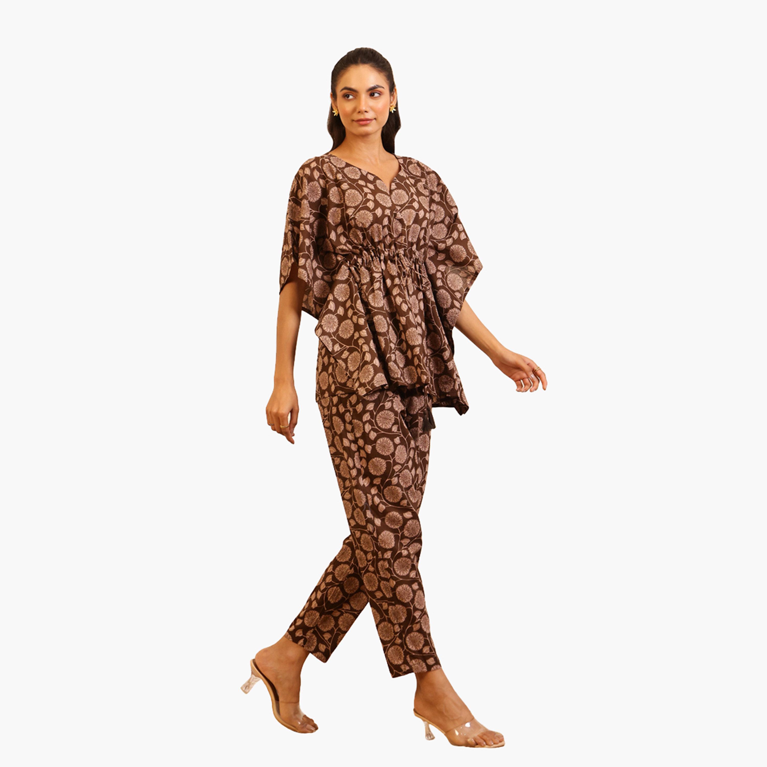 Sanskrutihomes Women Pure Cotton Floral Printed Kimono Top and Pyjama Set-women-clothing-nightwear-pyjamas-longsets-image-3