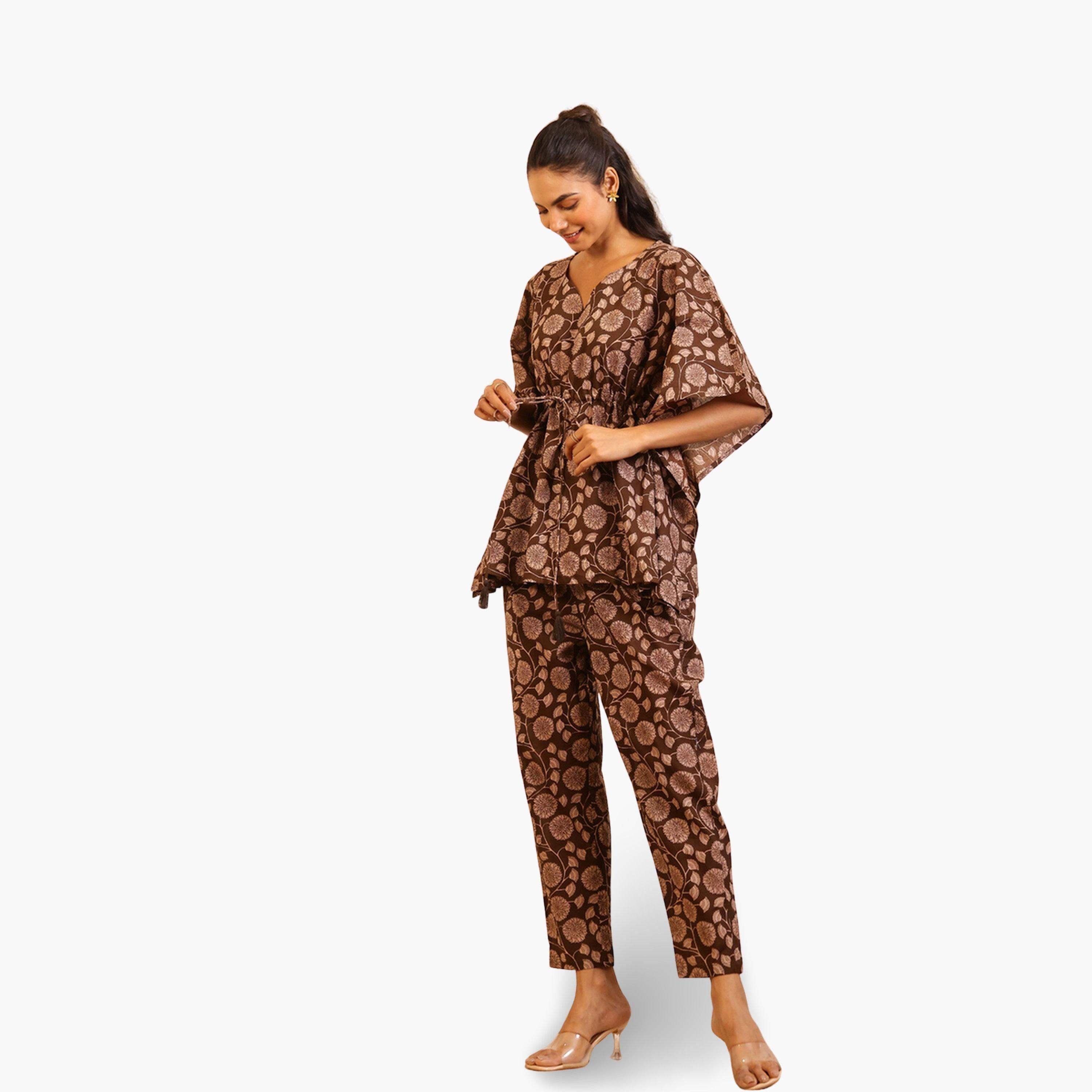 Sanskrutihomes Women Pure Cotton Floral Printed Kimono Top and Pyjama Set-women-clothing-nightwear-pyjamas-longsets-image-4