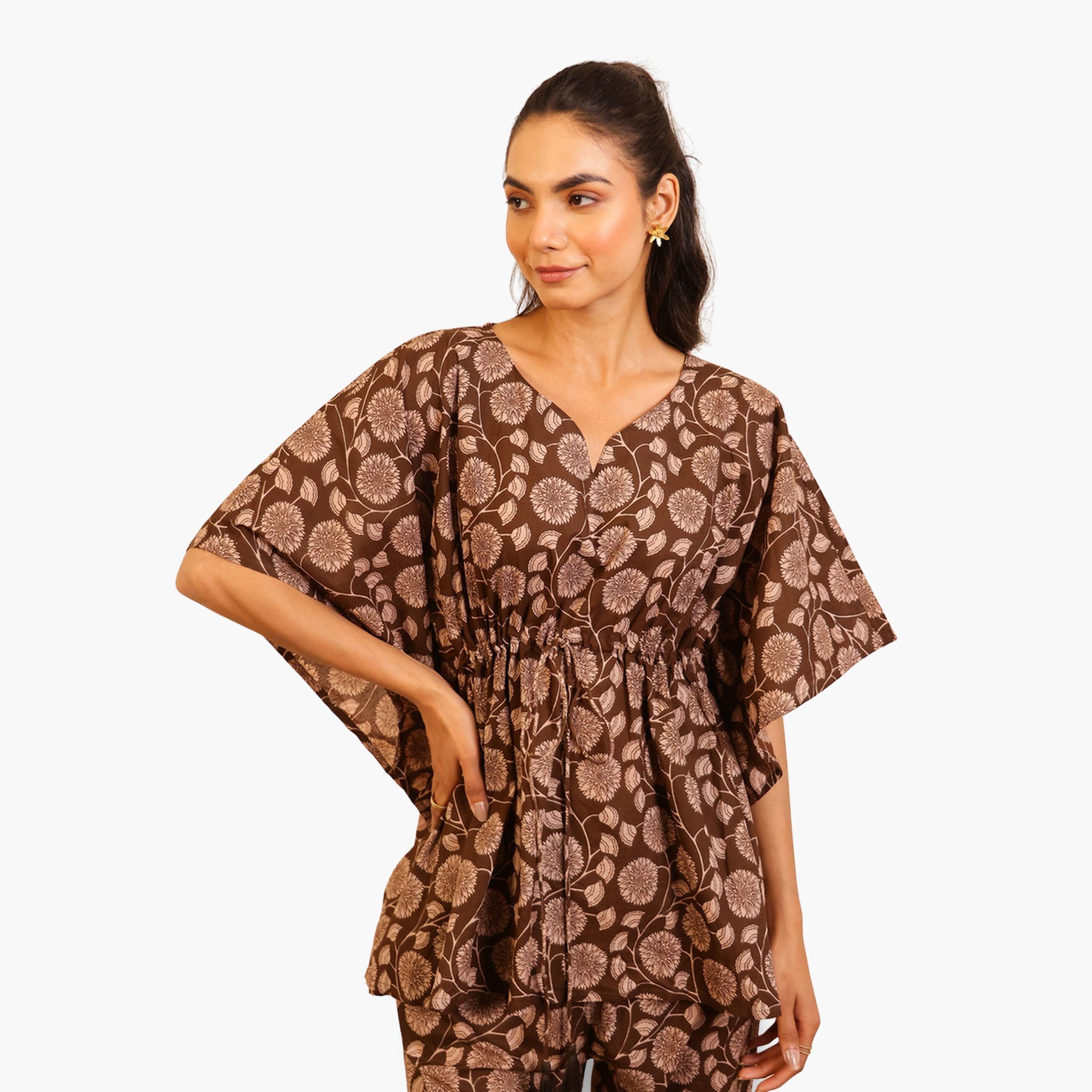 Sanskrutihomes Women Pure Cotton Floral Printed Kimono Top and Pyjama Set-women-clothing-nightwear-pyjamas-longsets-image-5