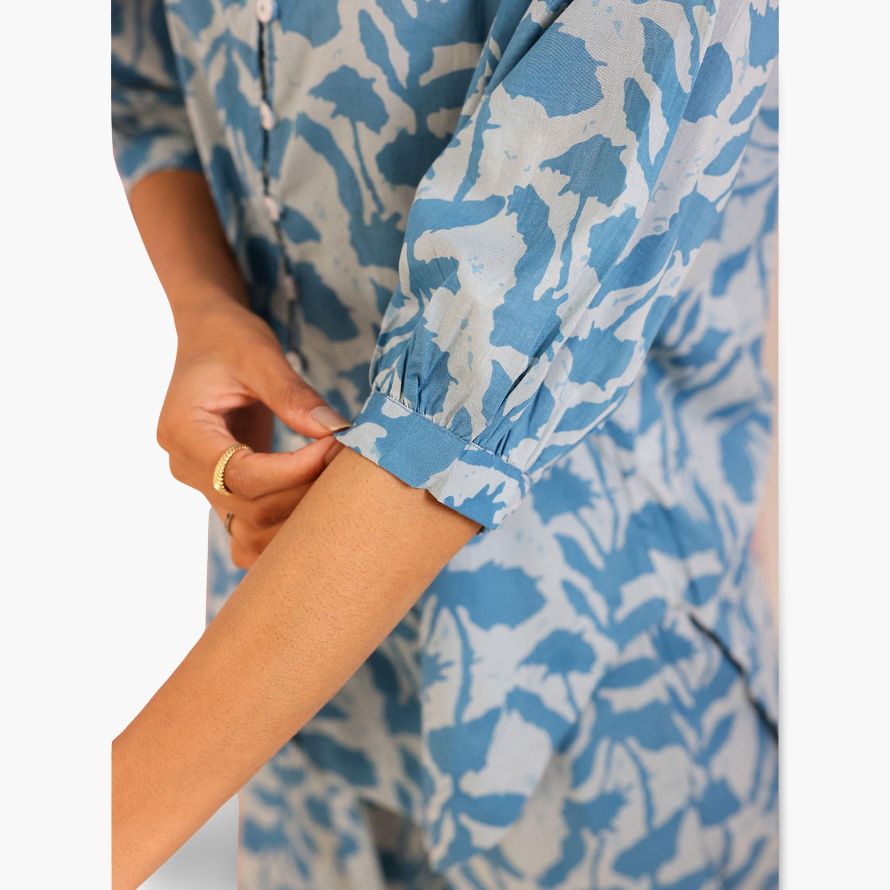 طقم بيجاما نسائي من بلوزة وبنطال قطن بطبعة زهور-women-clothing-nightwear-pyjamas-longsets-image-5