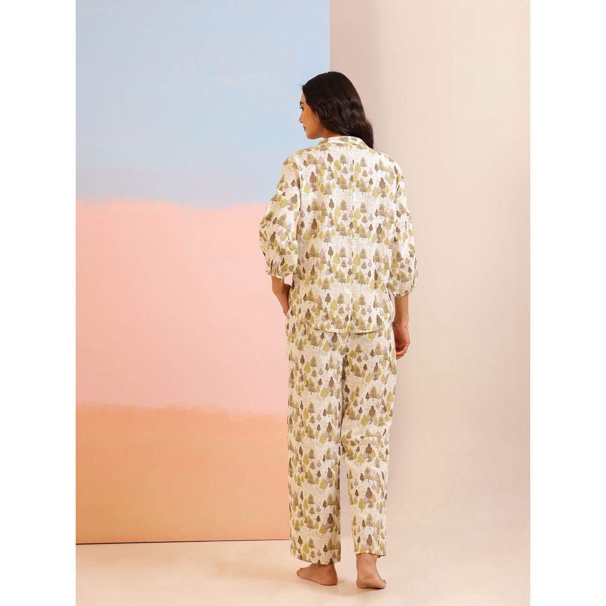طقم بيجاما من بنطال وبلوزة بطبعة زهور-women-clothing-nightwear-pyjamas-longsets-image-2