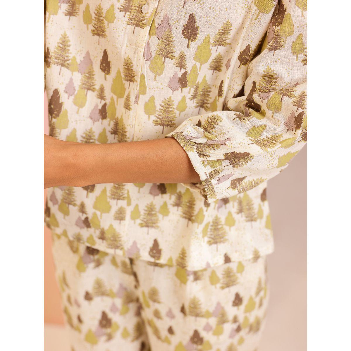 طقم بيجاما من بنطال وبلوزة بطبعة زهور-women-clothing-nightwear-pyjamas-longsets-image-5