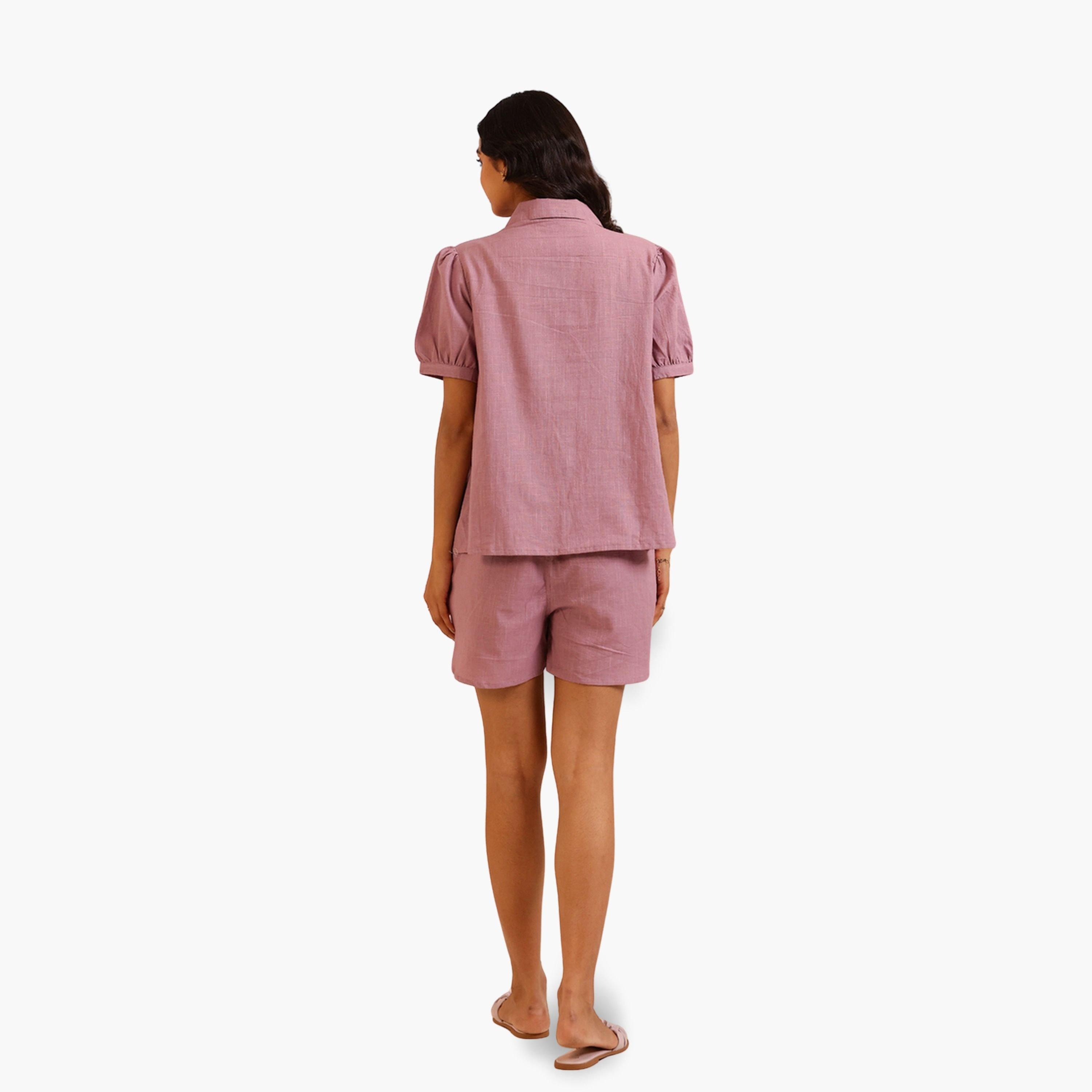 طقم بيجاما نسائي من بلوزة بأزرار وشورت-women-clothing-nightwear-pyjamas-shortsets-image-4