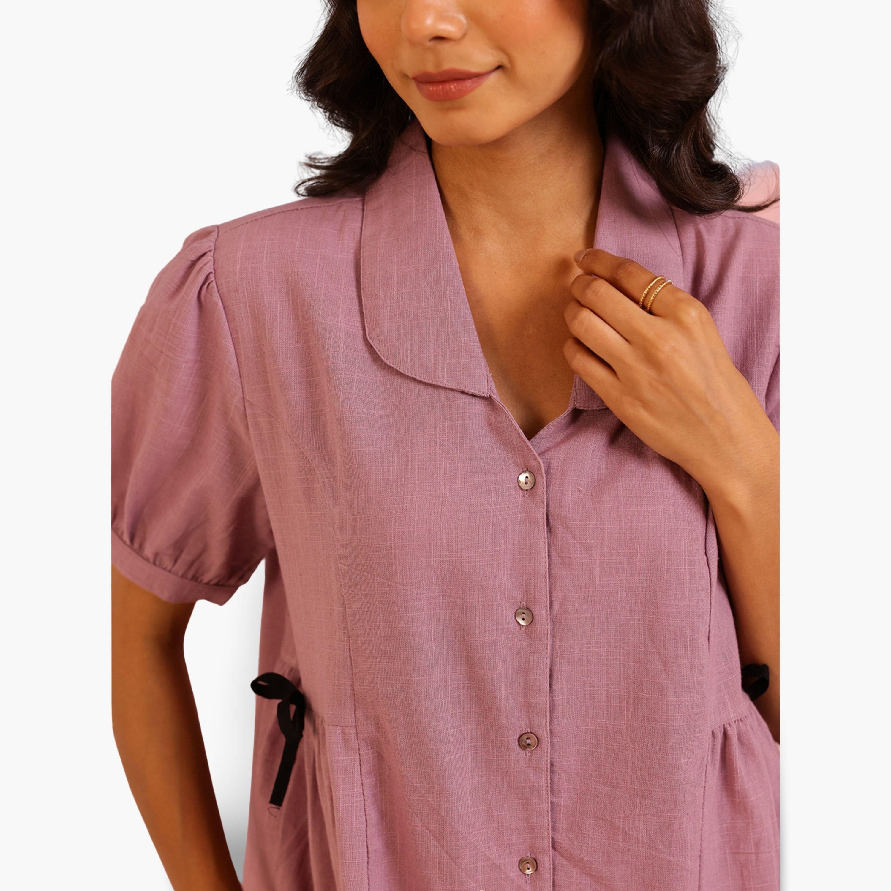 طقم بيجاما نسائي من بلوزة بأزرار وشورت-women-clothing-nightwear-pyjamas-shortsets-image-6