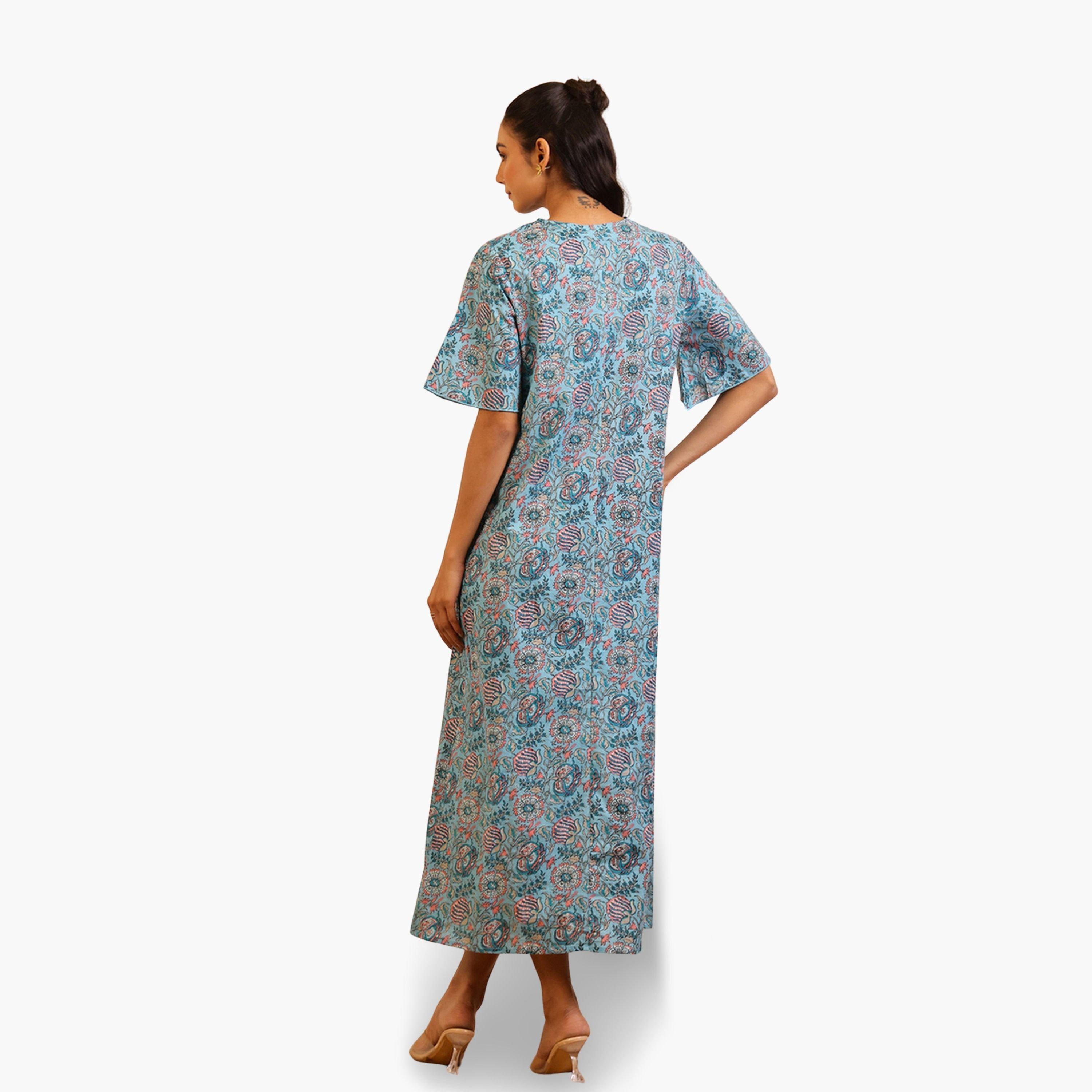 قميص نوم نسائي قطن بطبعة زهور-women-clothing-nightwear-nighties-image-2