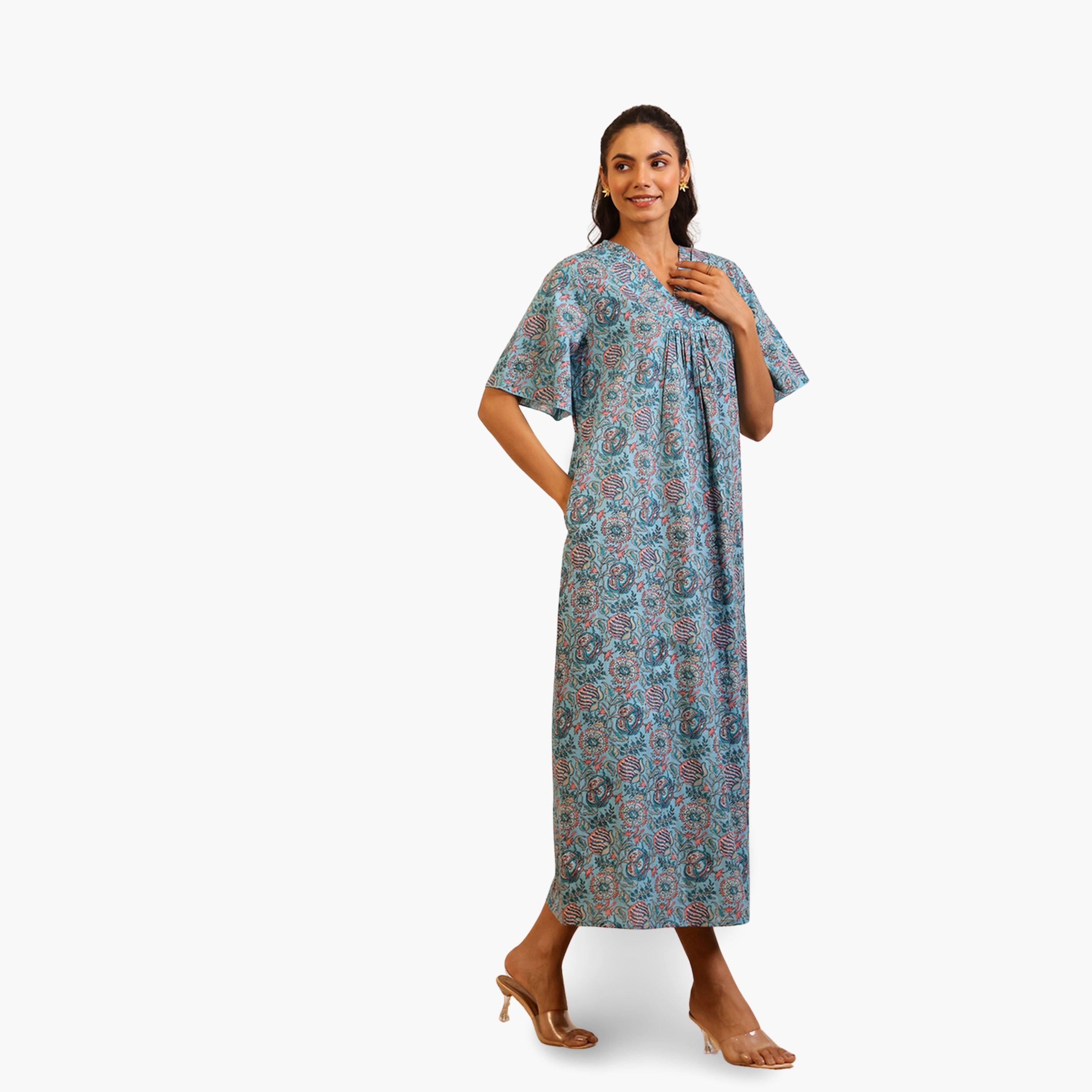 قميص نوم نسائي قطن بطبعة زهور-women-clothing-nightwear-nighties-image-3