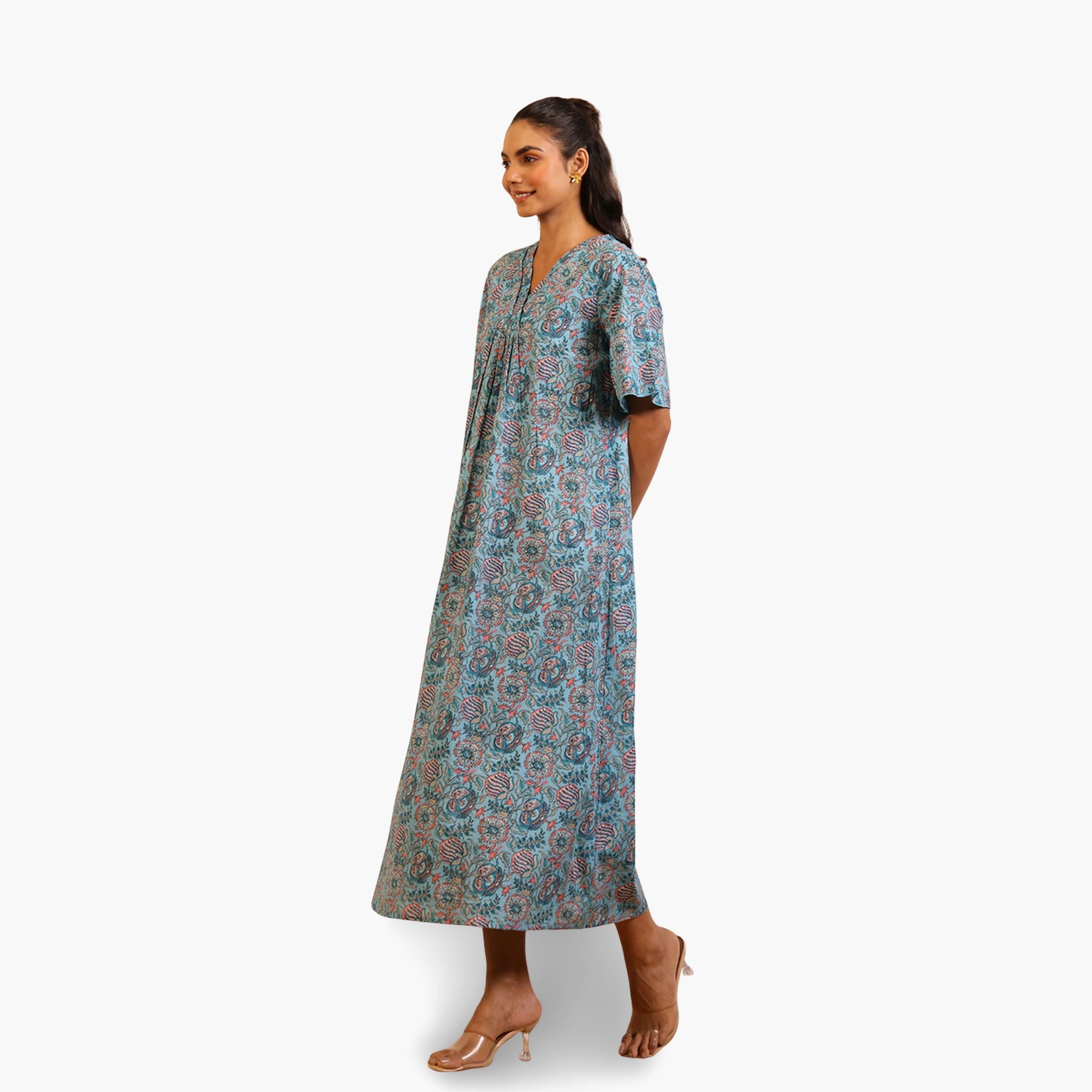 قميص نوم نسائي قطن بطبعة زهور-women-clothing-nightwear-nighties-image-4