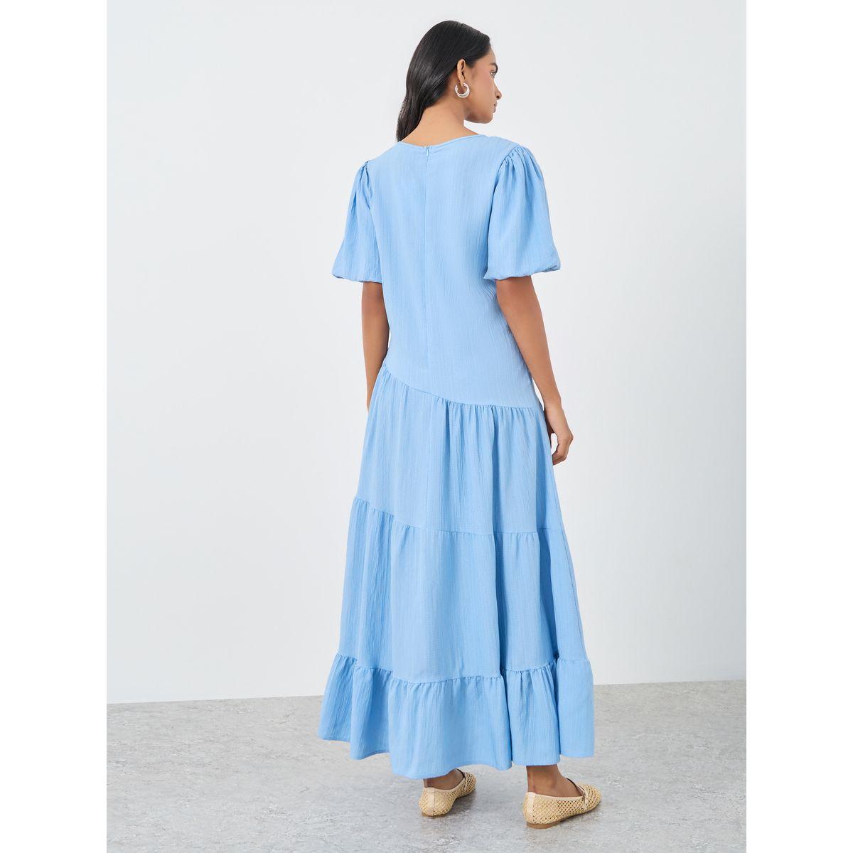 فستان طويل بأكمام قصيرة بنمط فانوس-women-clothing-dresses-image-5