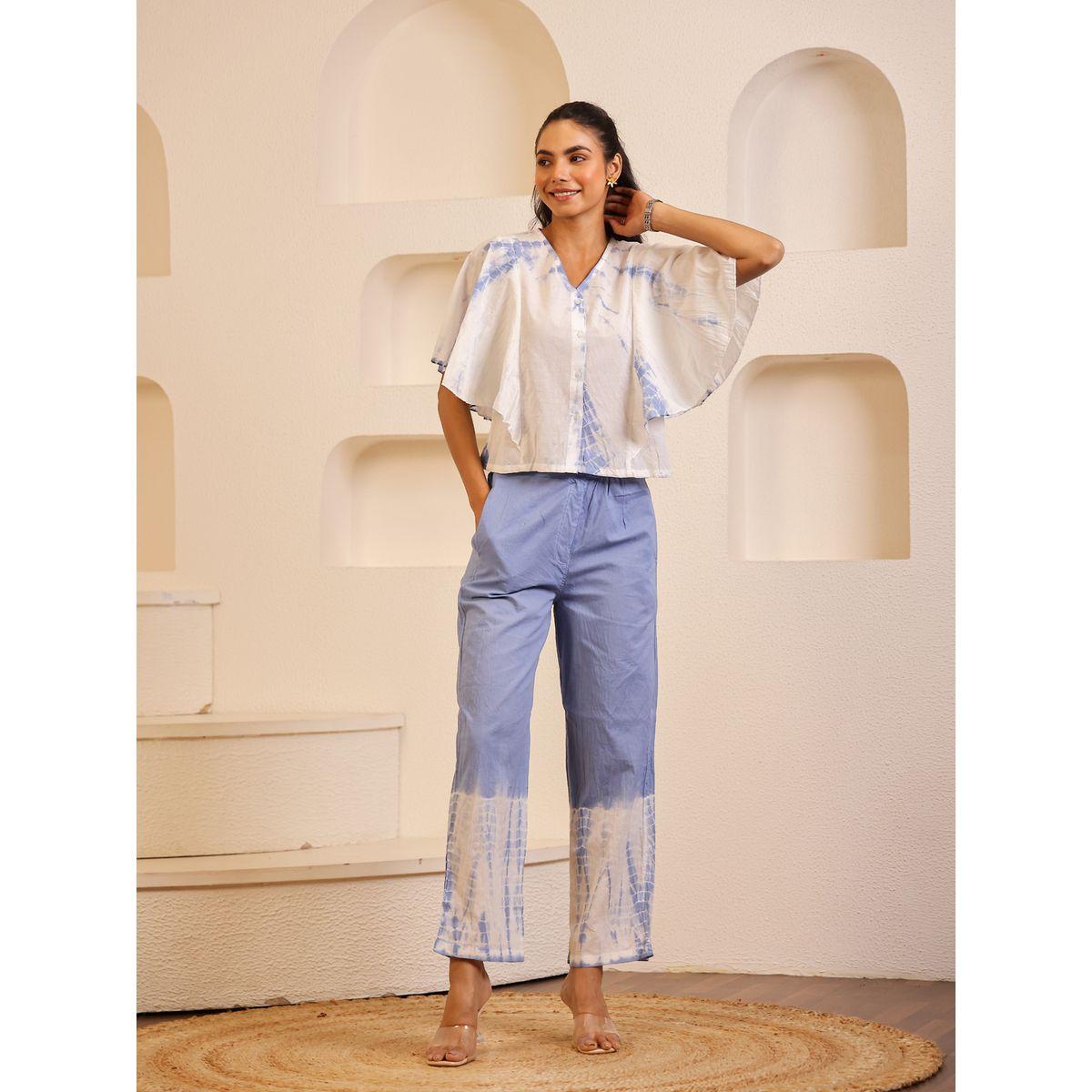 طقم بيجاما من بنطال وبلوزة بطبعة تاي داي-women-clothing-nightwear-pyjamas-longsets-image-1