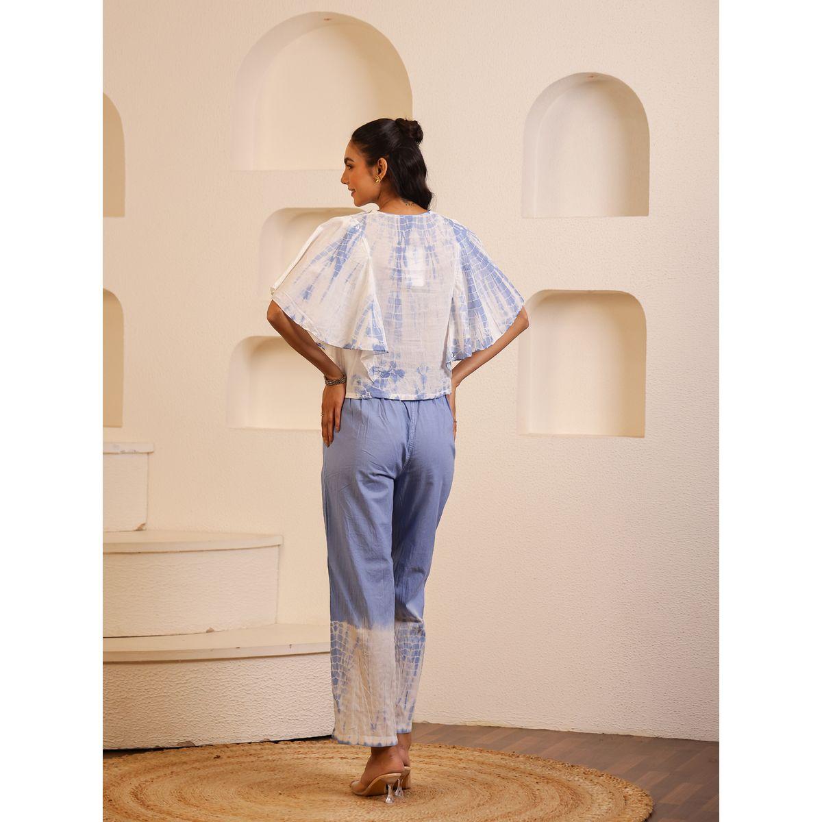طقم بيجاما من بنطال وبلوزة بطبعة تاي داي-women-clothing-nightwear-pyjamas-longsets-image-2