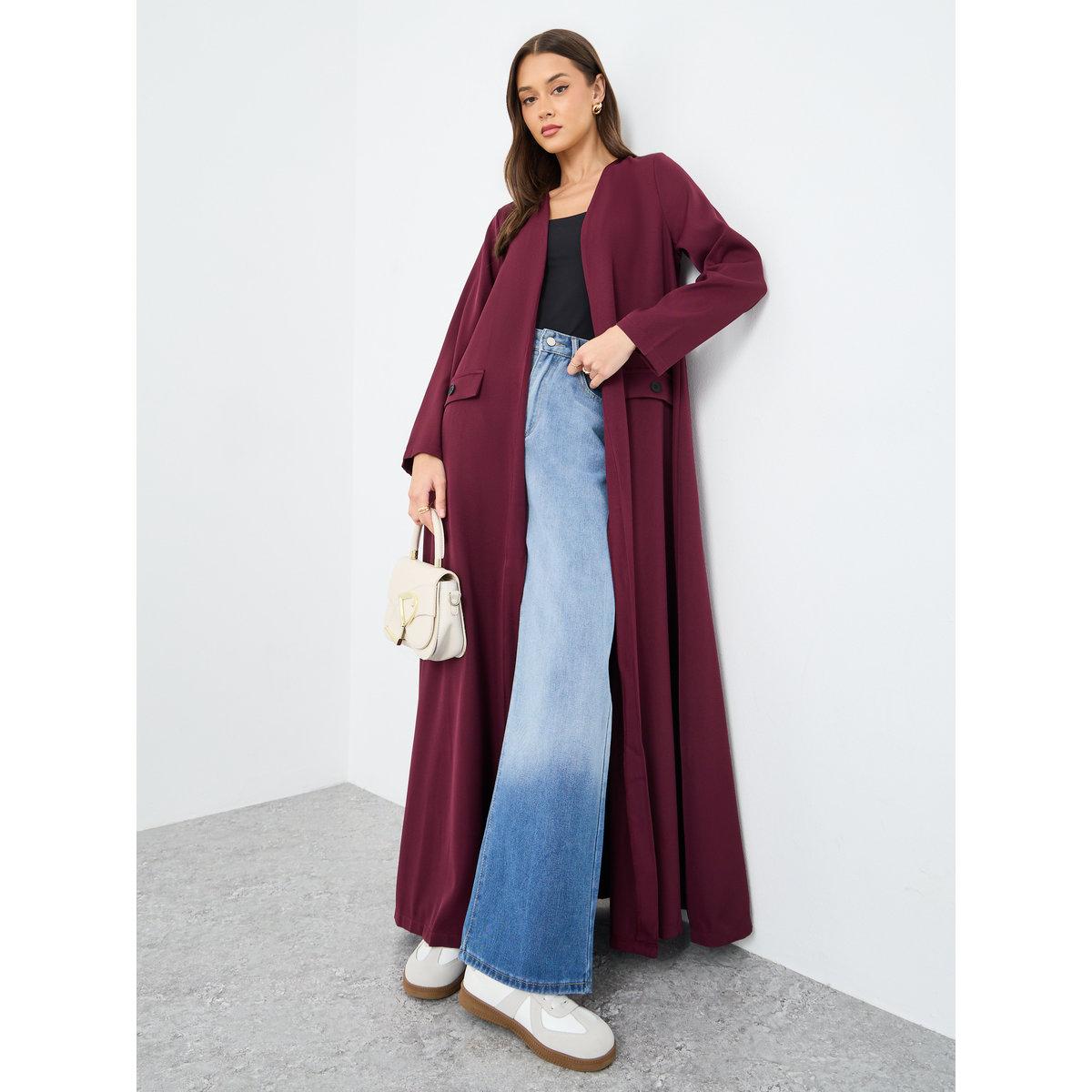 أميرة x ستايلي عباية مفتوحة من الأمام بتفاصيل جيوب-women-arabicclothing-abayas-image-1