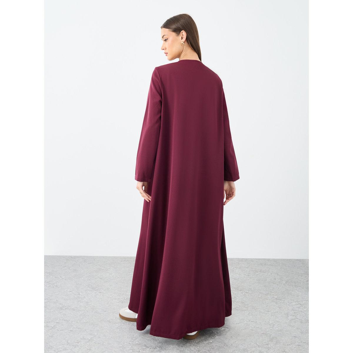 Amirah X Styli Front Open Abaya with Mock Flap Pockets-women-arabicclothing-abayas-image-5