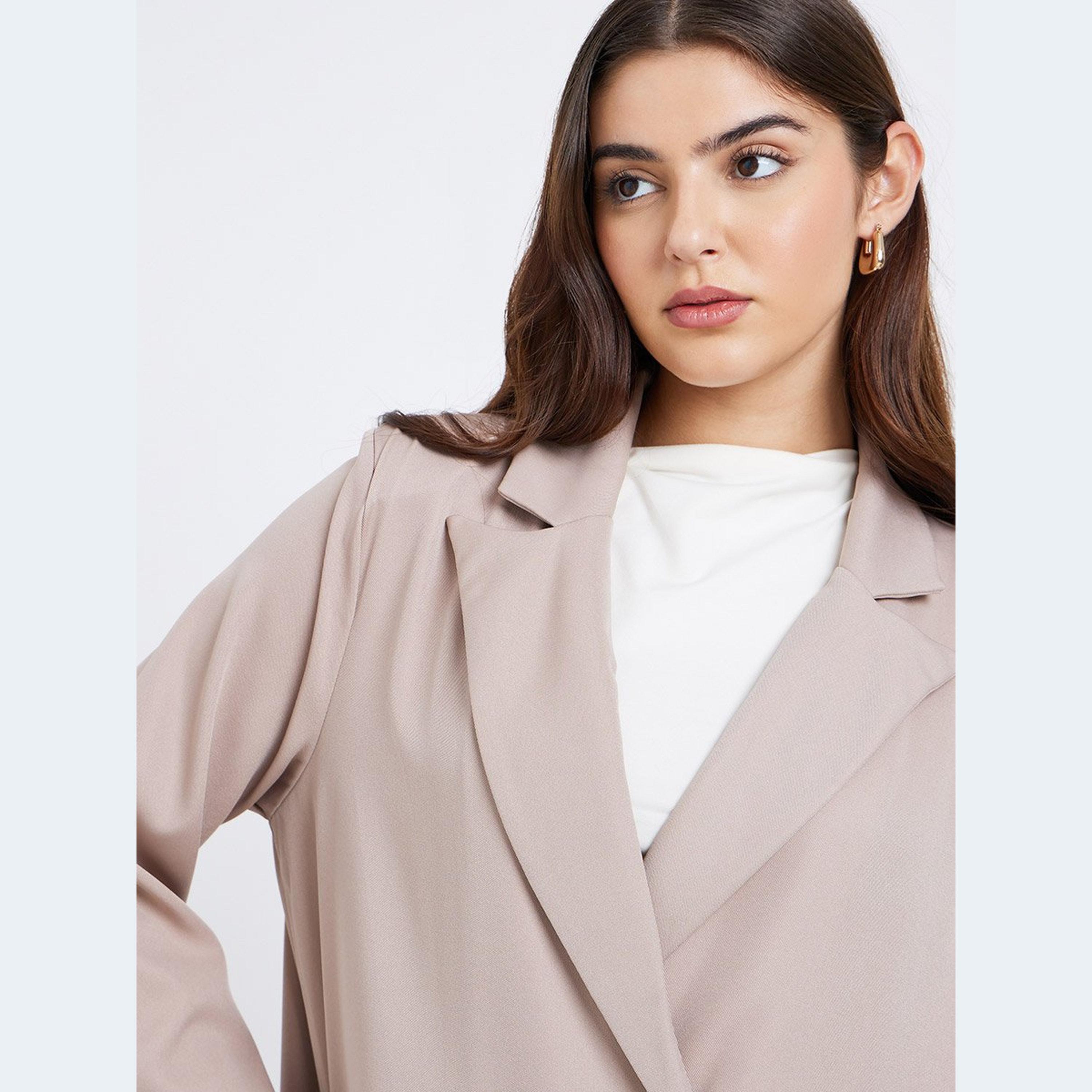 Styli Women Notch Lapel Abaya with Mock Flap-women-arabicclothing-abayas-image-3