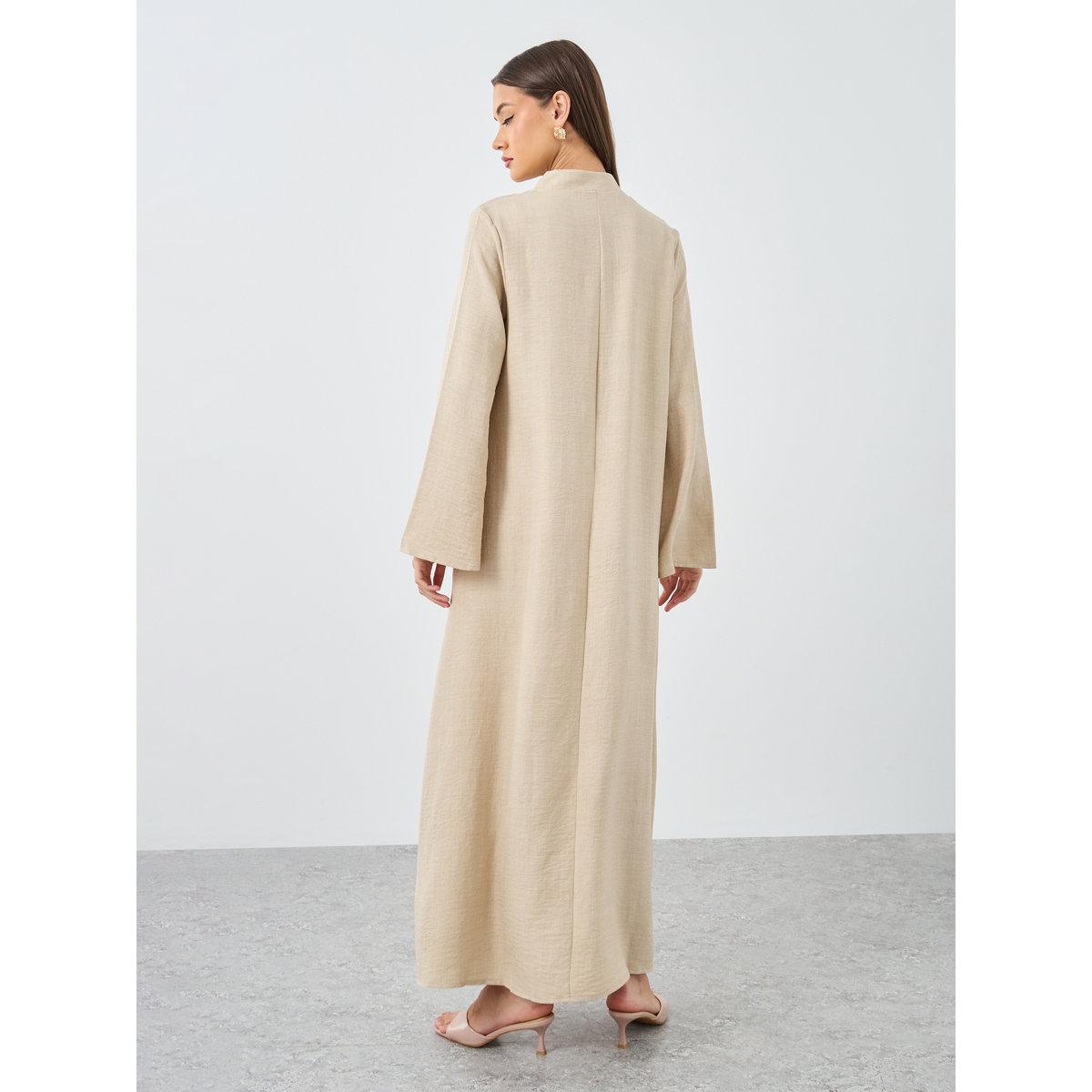 أميرة x ستايلي جلابية بتفاصيل ياقة مزينة بادنتيل زهرة-women-arabicclothing-jalabiyas-image-1