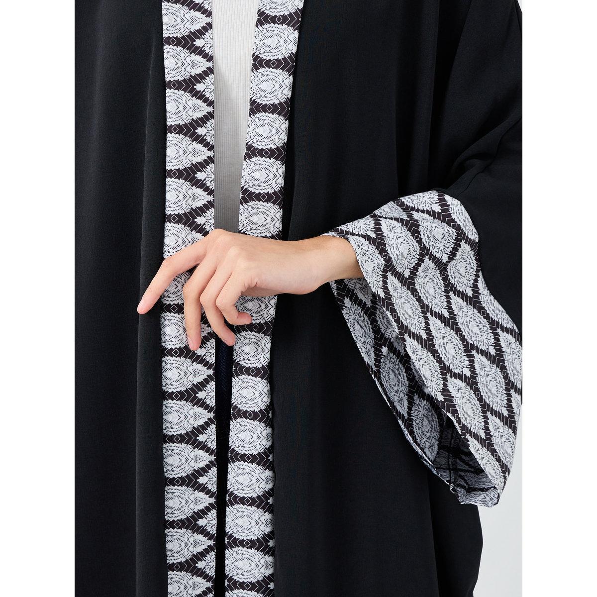 Styli Women Black Printed Border Abaya-women-arabicclothing-abayas-image-3