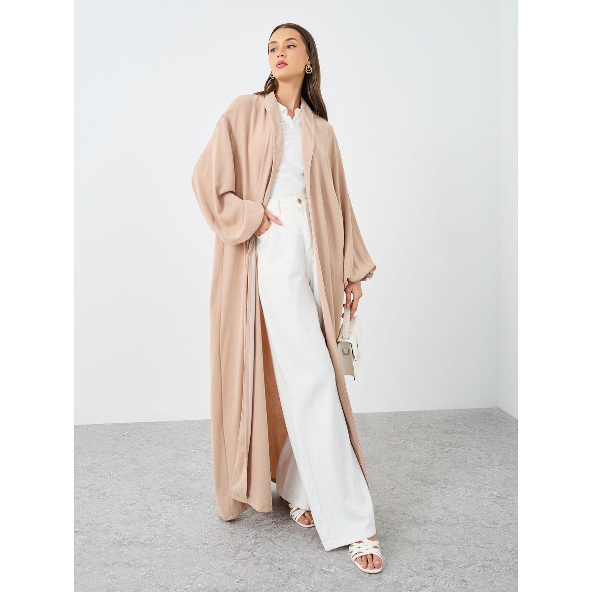 أميرة x ستايلي عباية مفتوحة من الأمام باللون البيج-women-arabicclothing-abayas-image-1