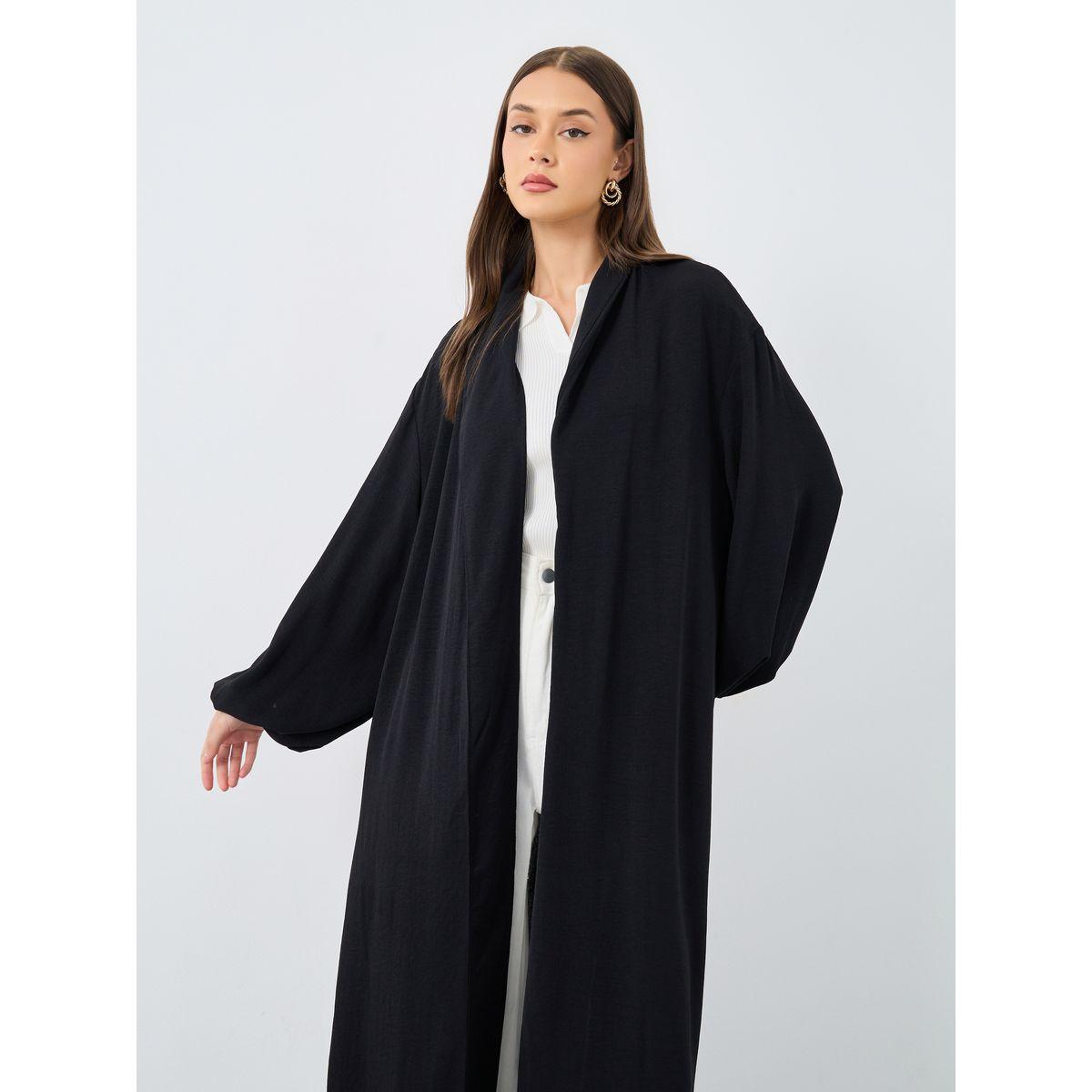 أميرة x ستايلي عباية مفتوحة من الأمام باللون الأسود-women-arabicclothing-abayas-image-3