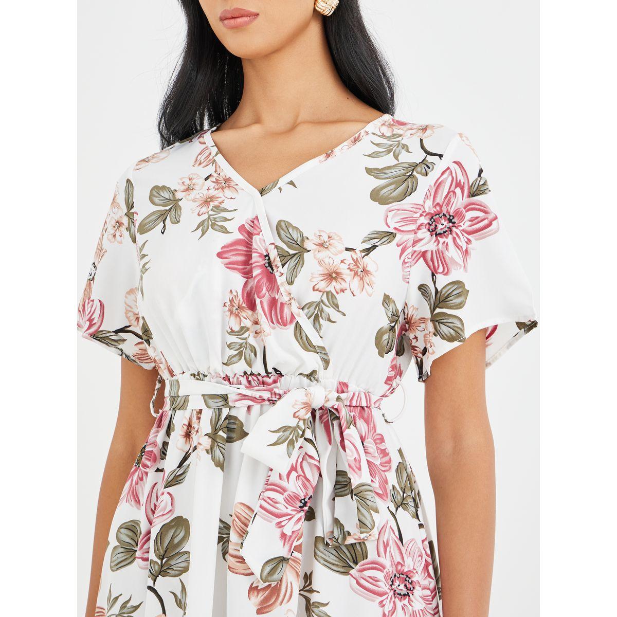 Styli Floral Print Batwing Sleeve Tie Waist Midi Dress-women-clothing-dresses-image-4