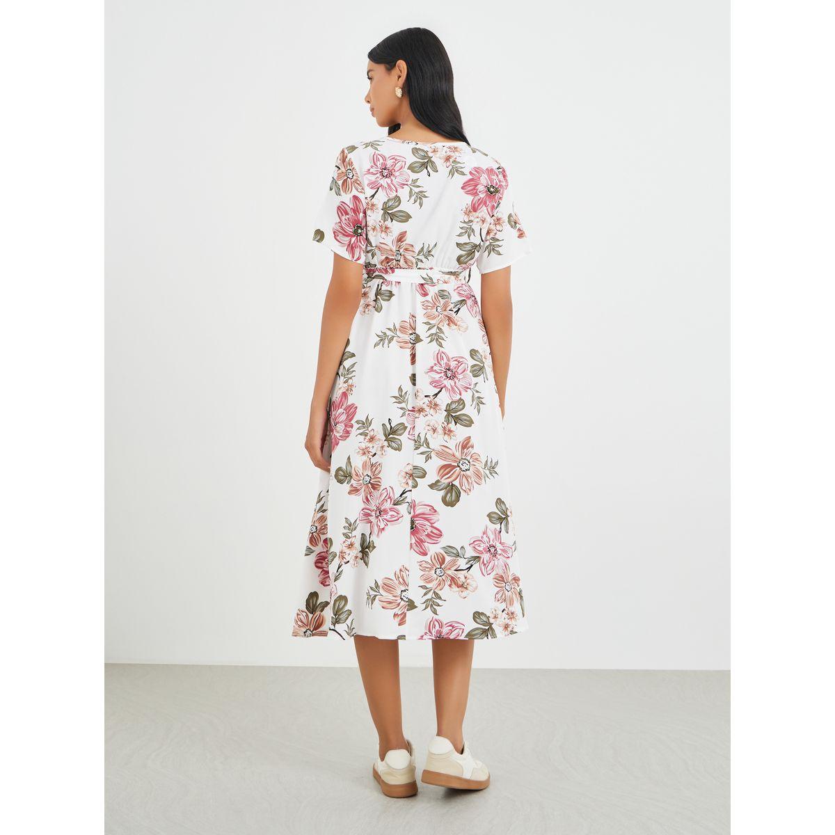 Styli Floral Print Batwing Sleeve Tie Waist Midi Dress-women-clothing-dresses-image-5
