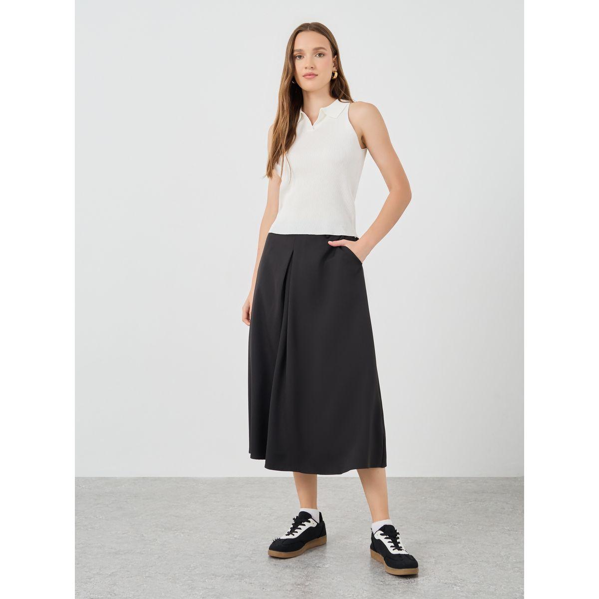 تنورة ميدي سادة بكسرات وتفاصيل جيب-women-clothing-bottoms-skirts-image-1