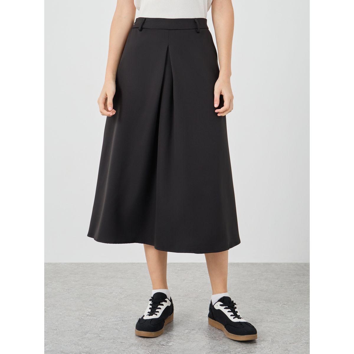 تنورة ميدي سادة بكسرات وتفاصيل جيب-women-clothing-bottoms-skirts-image-2