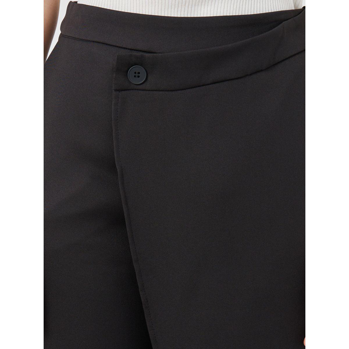 Styli Solid Button Detail Asymmetric Front Double Layer Pants-women-clothing-bottoms-trousers-image-3