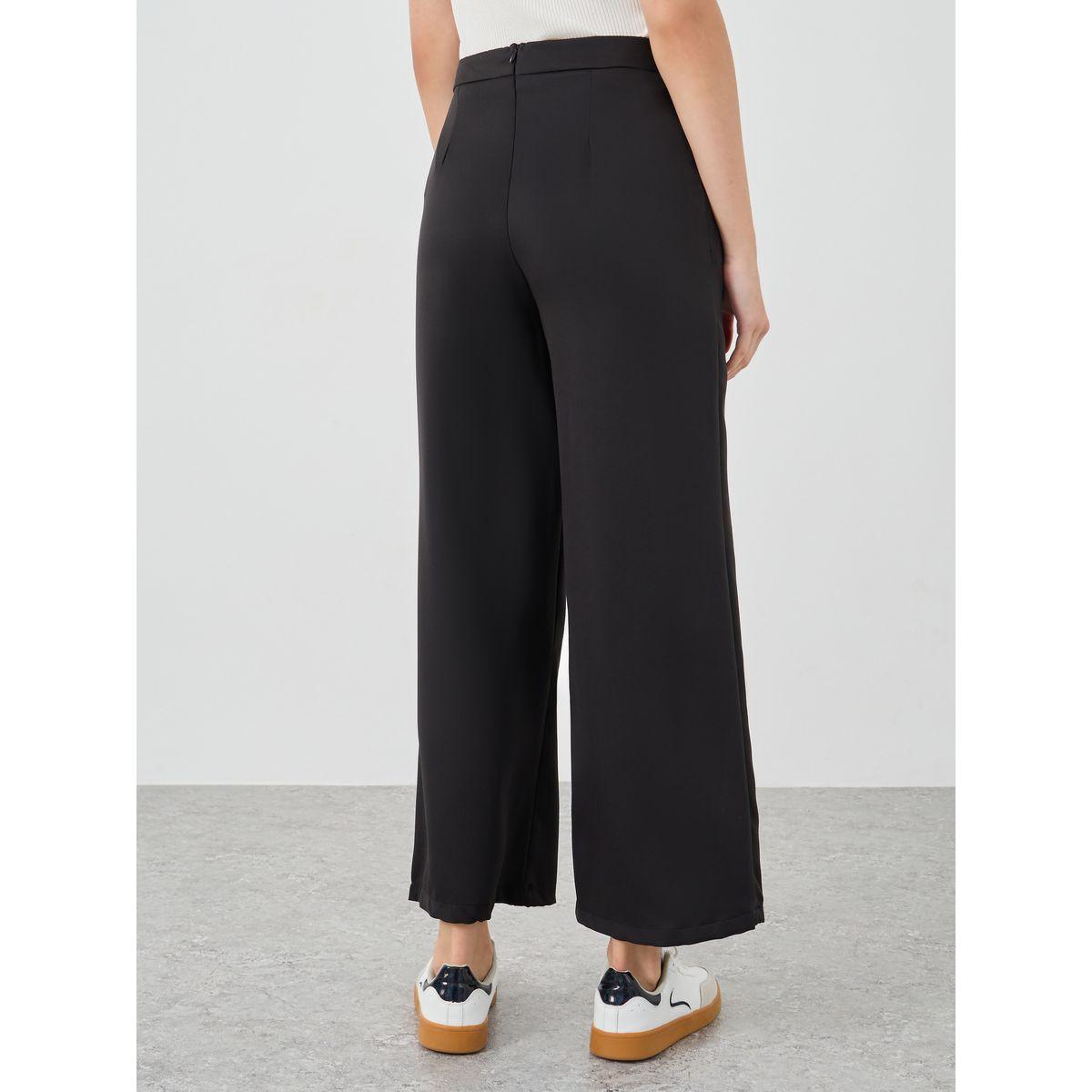 Styli Solid Button Detail Asymmetric Front Double Layer Pants-women-clothing-bottoms-trousers-image-4