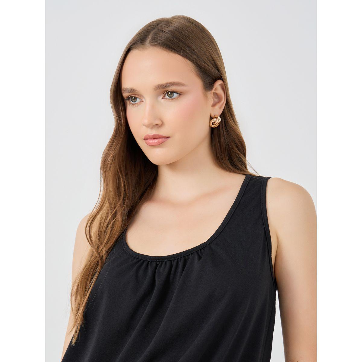 Styli Solid Ruched Detail Tank Top-women-clothing-tshirts-image-3