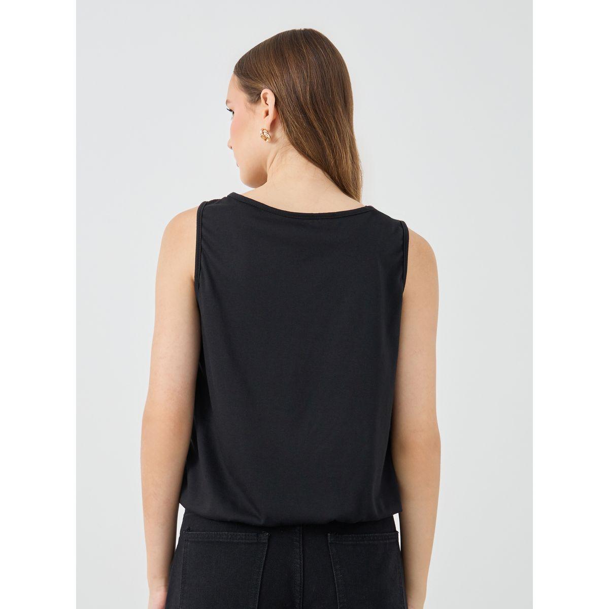 Styli Solid Ruched Detail Tank Top-women-clothing-tshirts-image-4