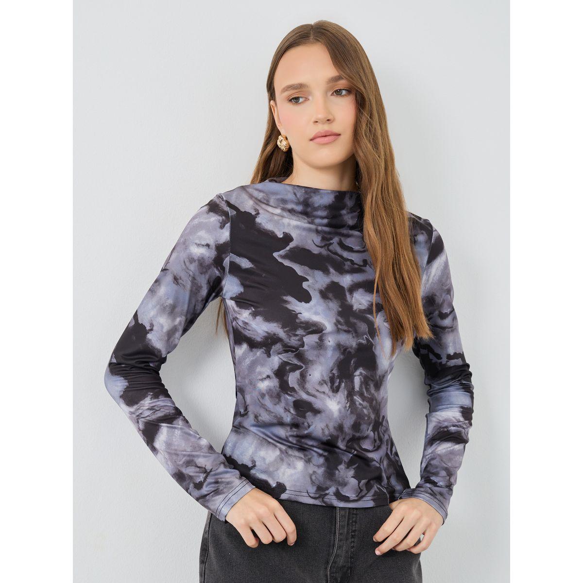 بلوزة بطبعة ألوان مصبوغة وأكمام طويلة-women-clothing-shirtsandblouses-blouses-image-1