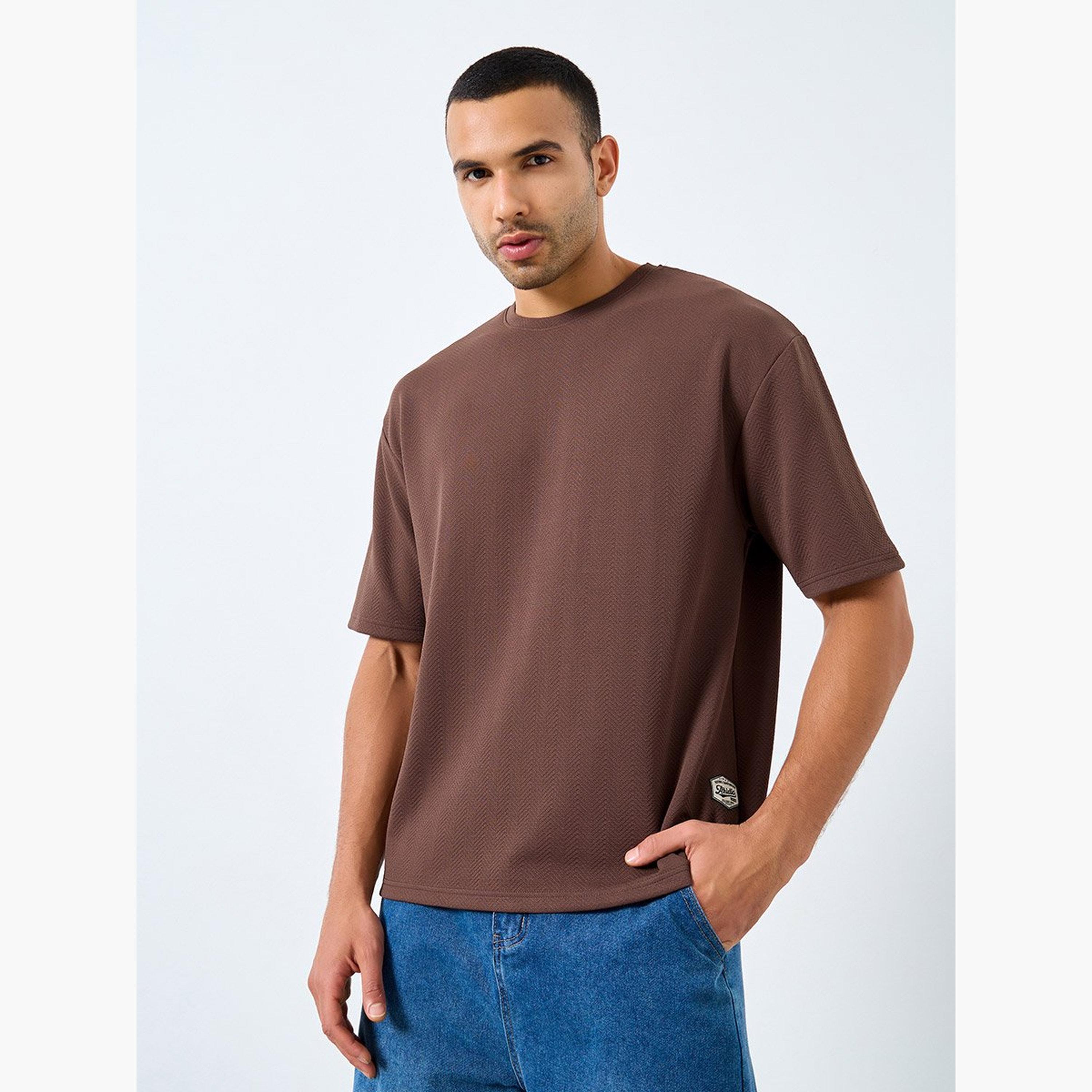 Styli Men Oversized Textured Badge Detail T-Shirt-men-clothing-tshirtsandpolos-tshirts-image-1