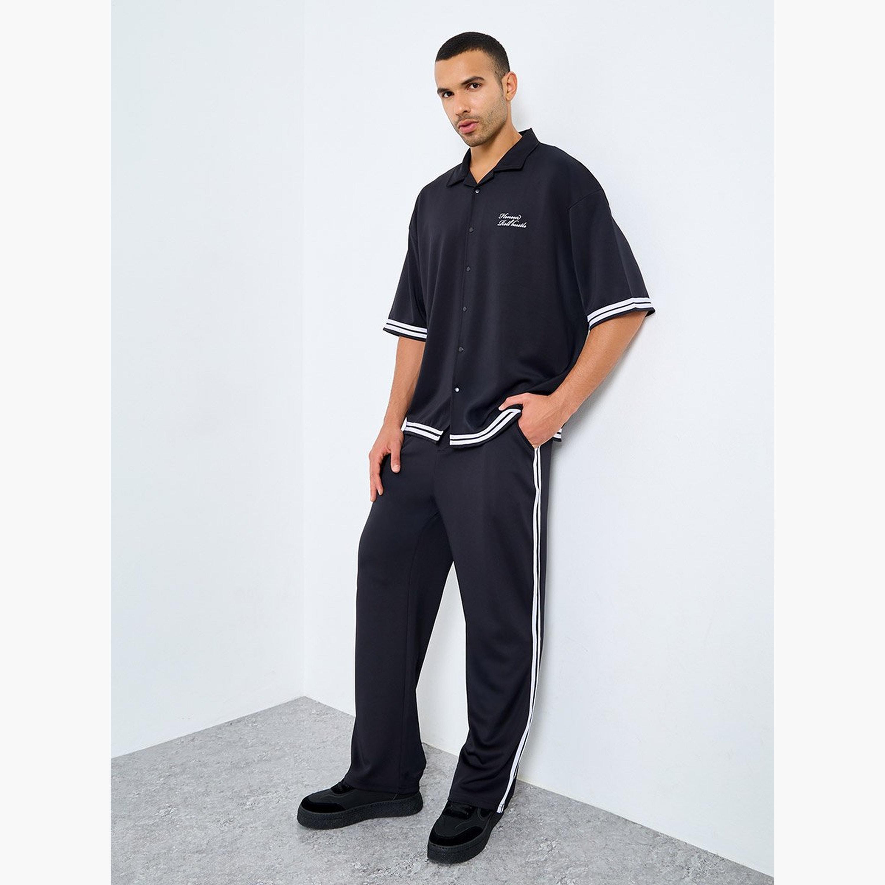 Styli Boxy Fit Sloan Print Shirt with Oversized Joggers Co-Ords-men-clothing-coordsets-image-1
