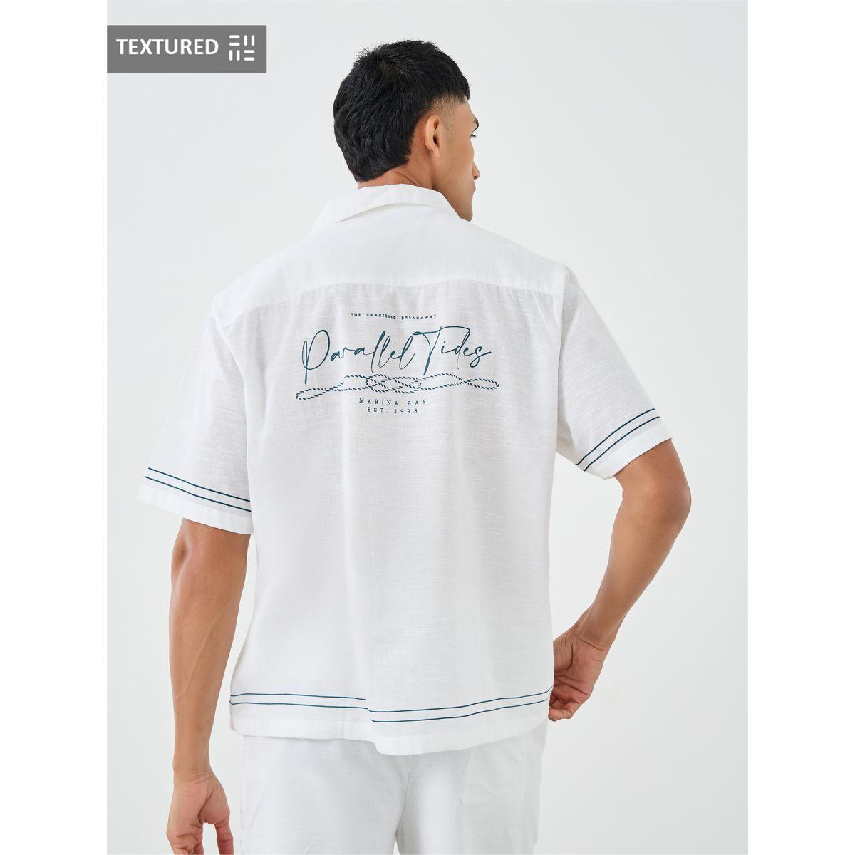 طقم منسق من شورت وقميص بطبعة كتابة وقصة مريحة-men-clothing-coordsets-image-1