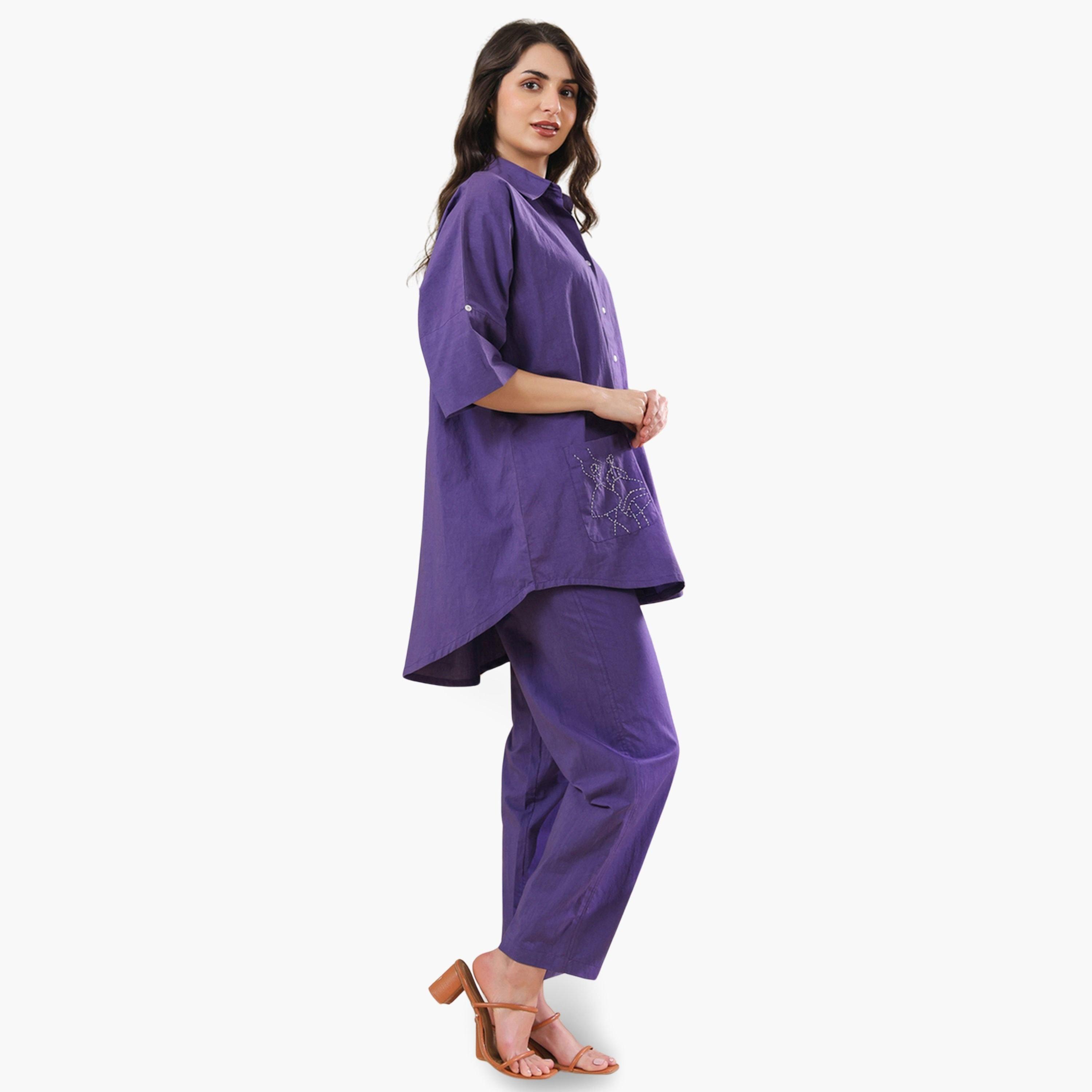 طقم نسائي من قميص مطرز وبنطال-women-clothing-coordsets-image-3