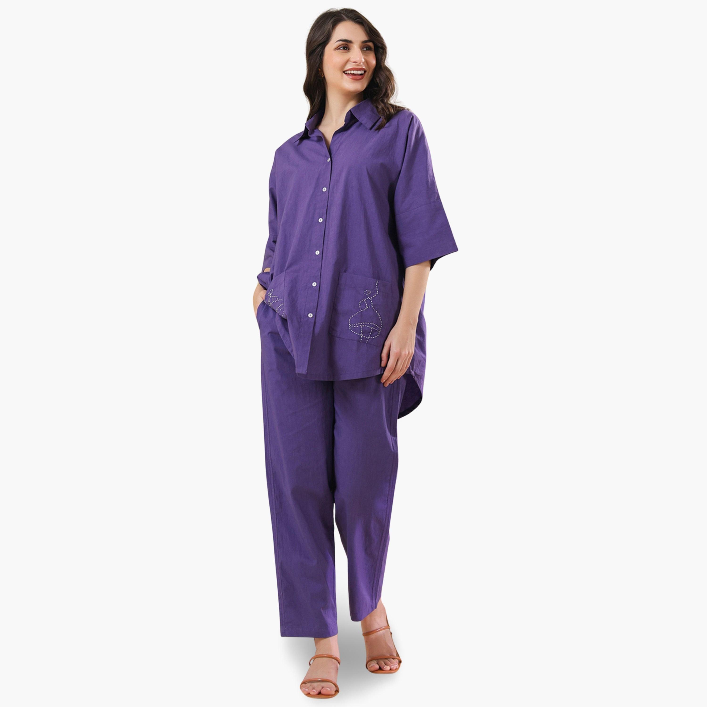 طقم نسائي من قميص مطرز وبنطال-women-clothing-coordsets-image-4