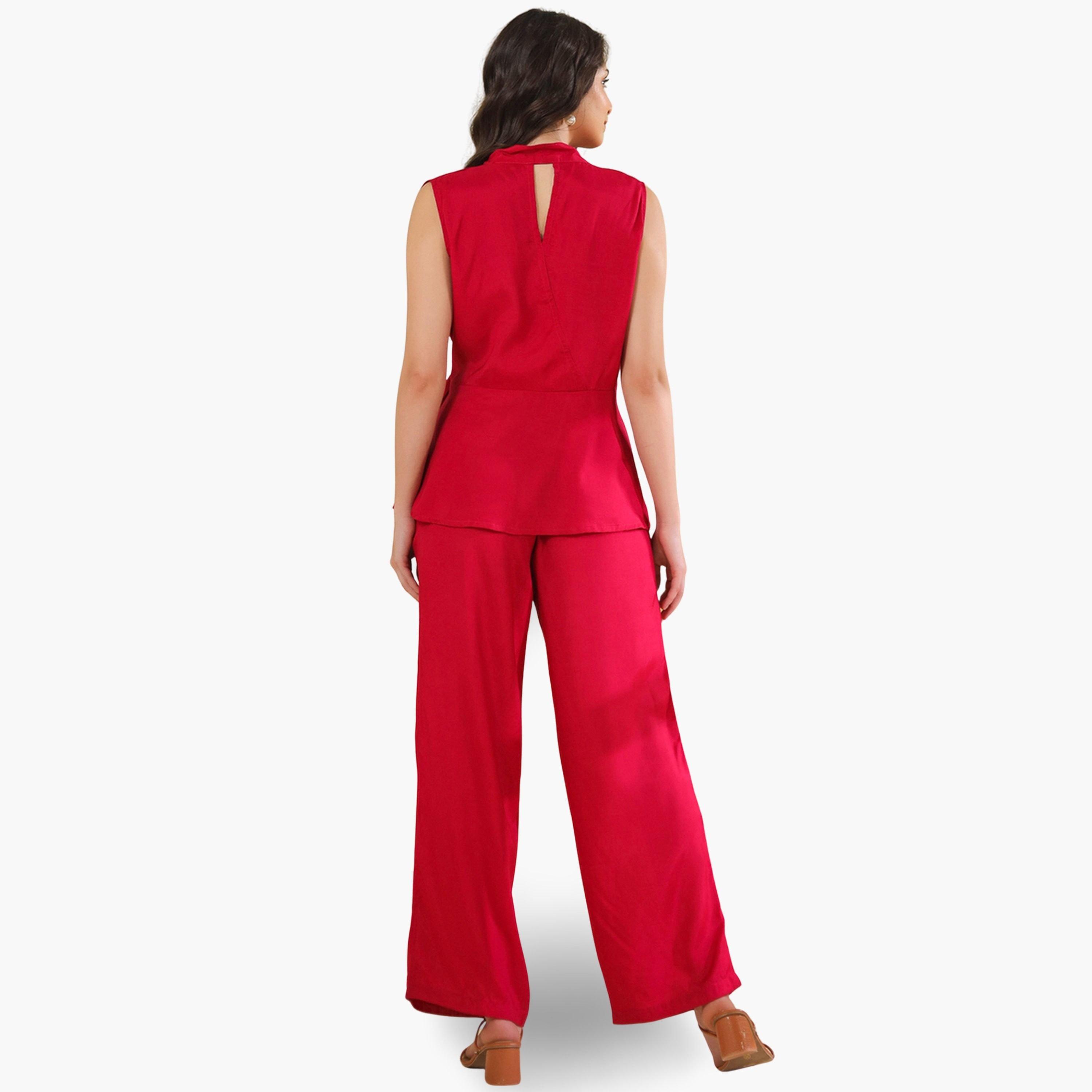 طقم نسائي من بلوزة بلا أكمام وبنطال-women-clothing-coordsets-image-2